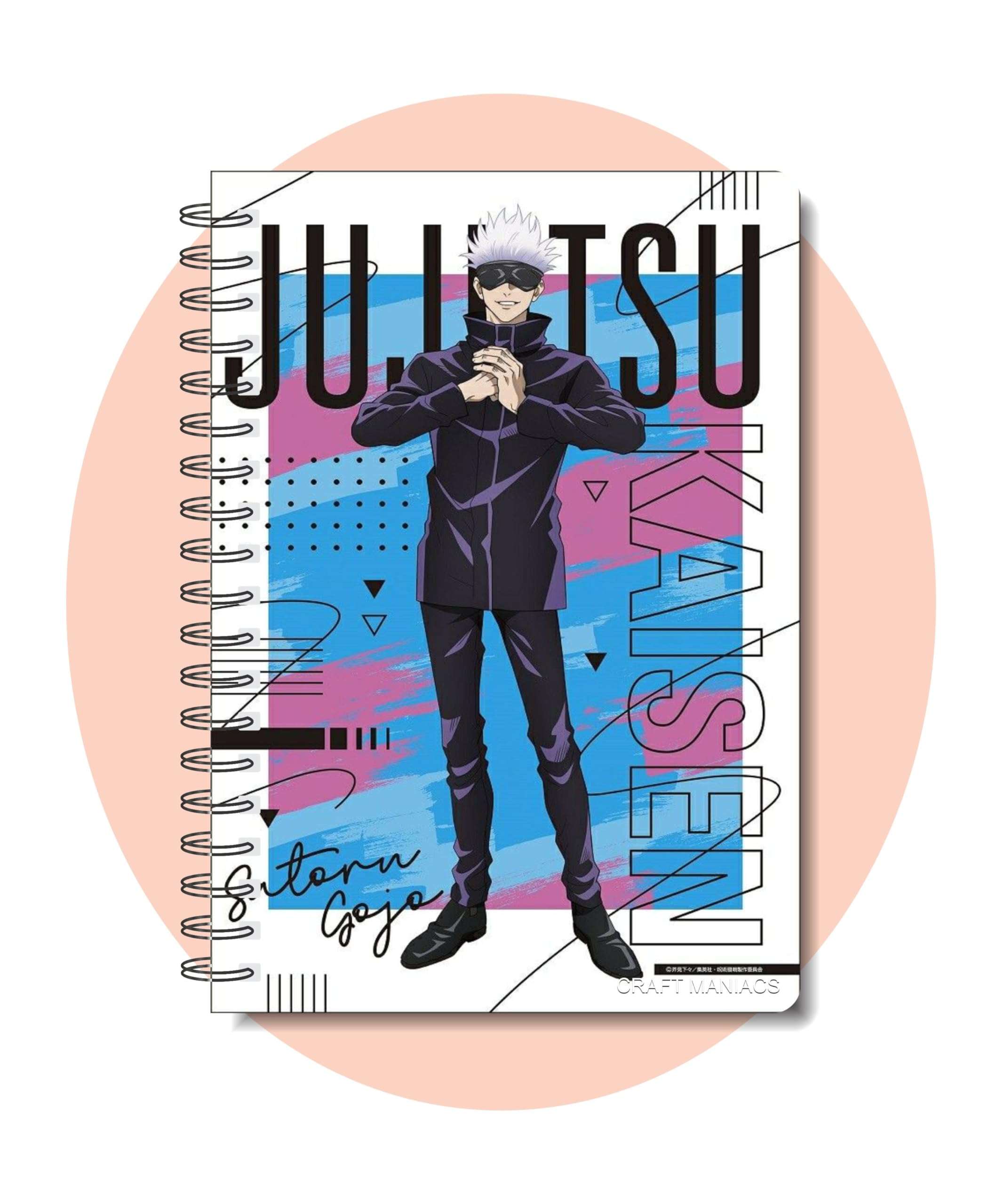 CRAFT MANIACS JUJUTSU KAISEN WHITE BLOCK ART PRINTED A5 160 RULED PAGES NOTEBOOK | BEST GIFT FOR ANIME LOVERS 1