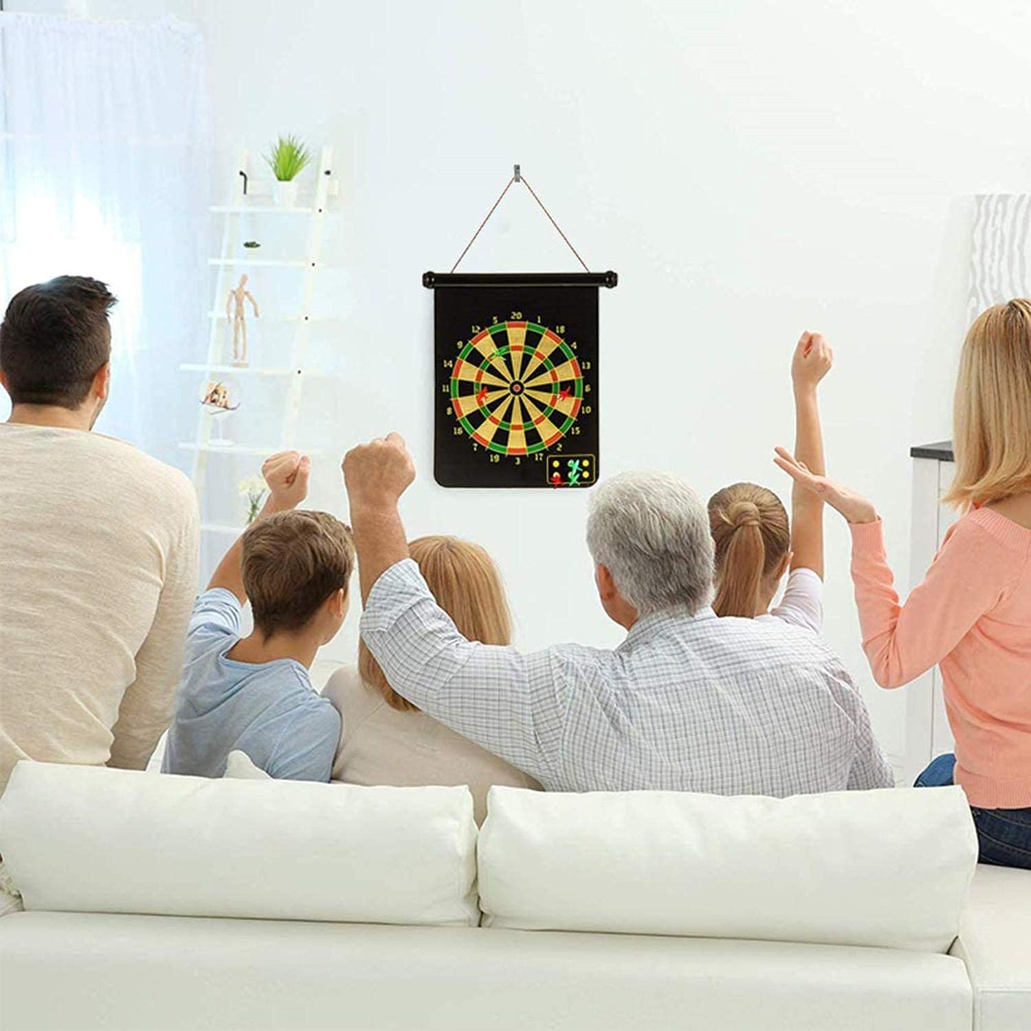 Ritmo 15" Magnetic Dart Board Sets 4 Reversible Darts Rolling Double Sided Bullseye Game Magnetic Safety Dart Board for Kids Family Leisure Sports 3