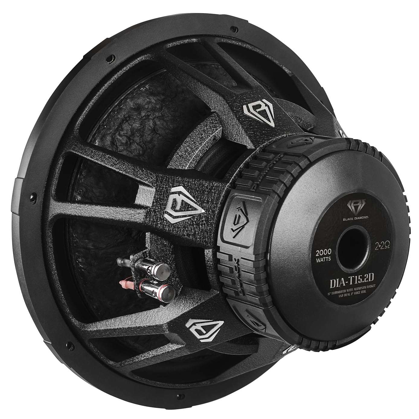 Black Diamond DIA-T15.2D 15 Inches Car Audio Subwoofer 2000 Watts 3" Dual Voice Coil 2+2 DVC 2 Ohm (1 Speaker) 6