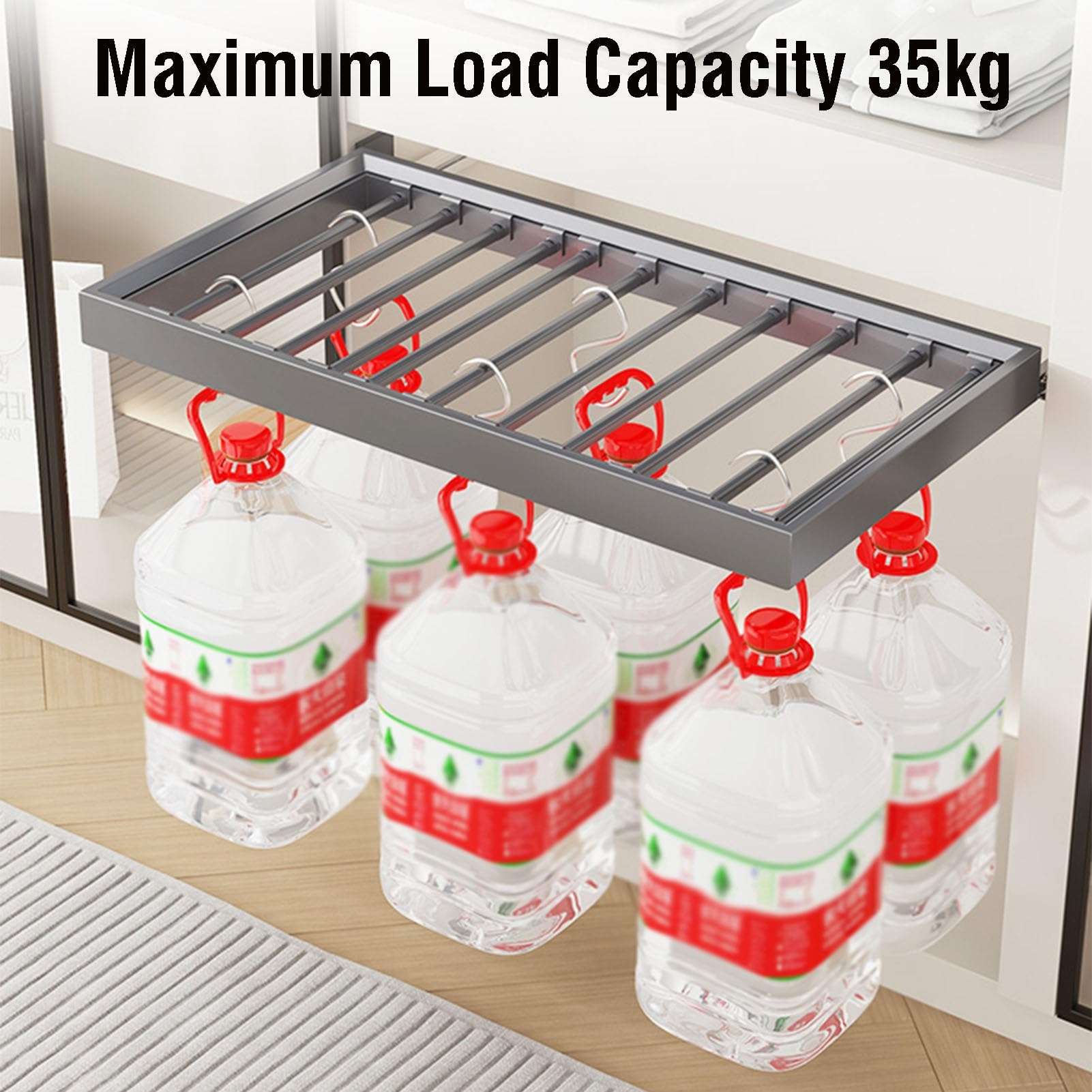 Wardrobe Drawer Trouser Rack with Buffer System,Sliding Pull Out Trouser Hanger Rack,Above Washing Machine Drying Rack Hidden Clothes Rack,for Wardrobe Closet Bathroom Cabinet 6