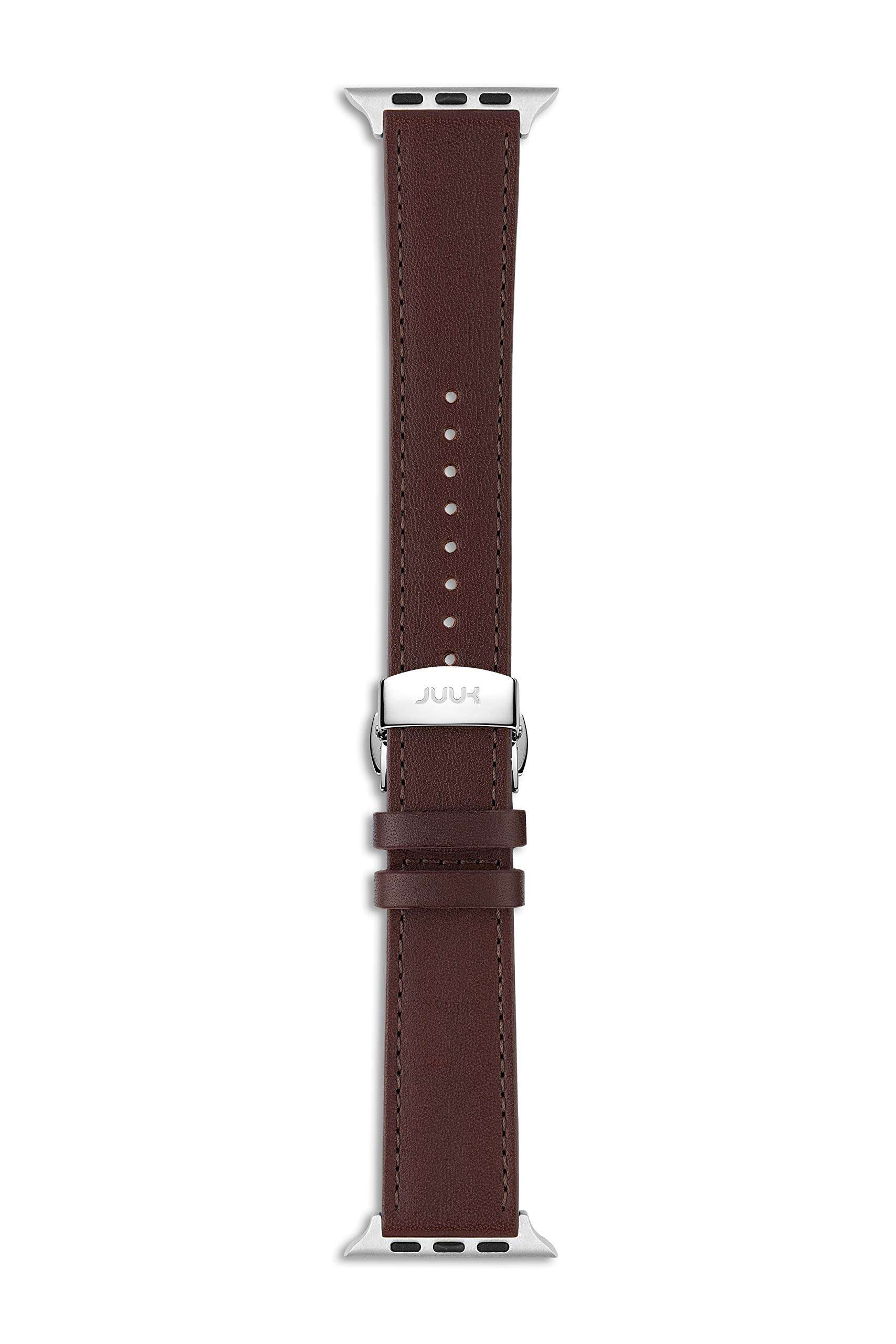 JUUK 41mm Korza Brun Premium Watch Band Made for The Apple Watch, Made with Genuine Italian Leather with a Solid Stainless Steel deployant Buckle (Silver) 5