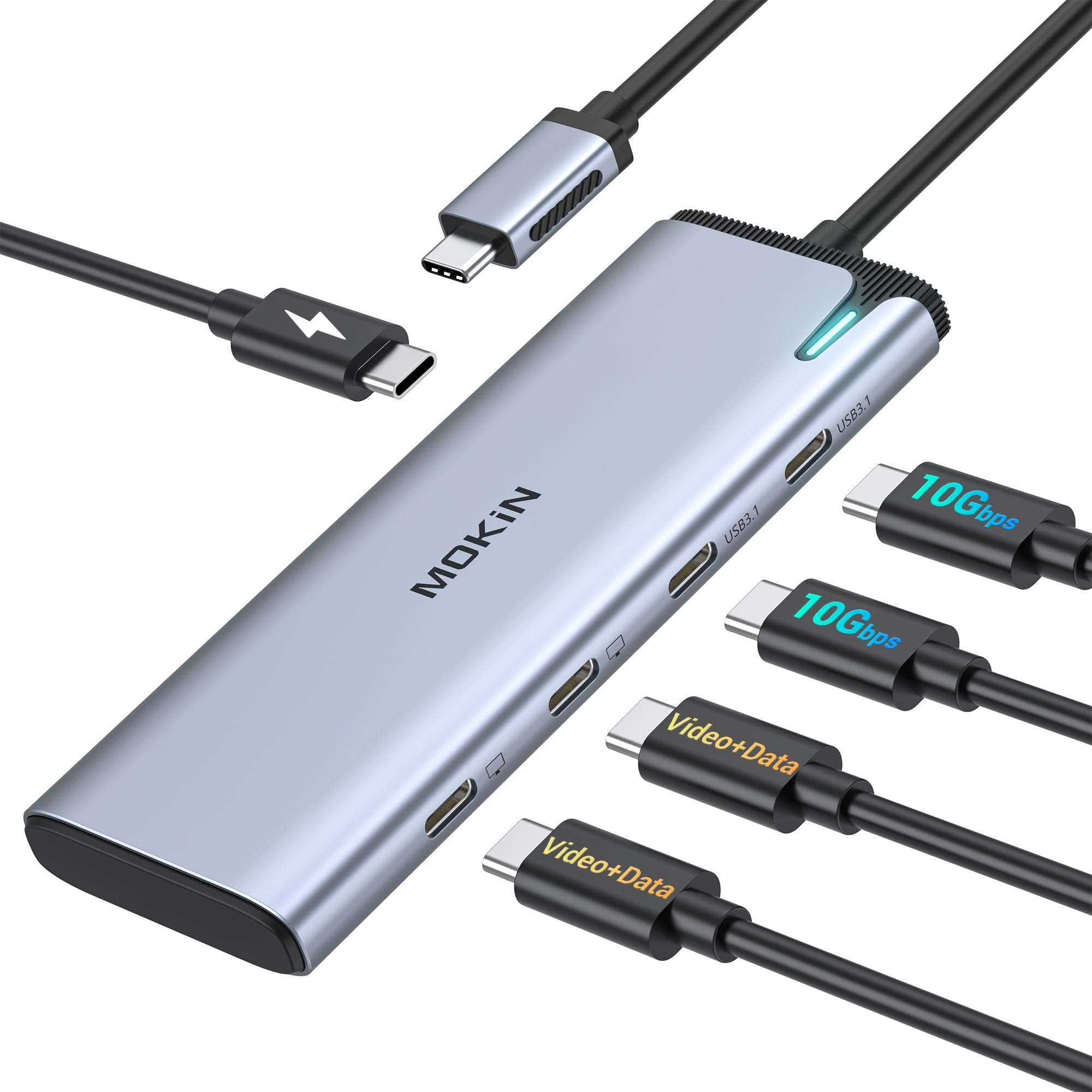 USB C to USB C Hub Dual Monitor, USBC Splitter with 4K@60Hz DP Alt Mode Video Output, 10Gbps Data Transfer, 100W PD Charging, Dual Monitor Adapter for Laptop, Portable Monitor and More Type C Devices 1