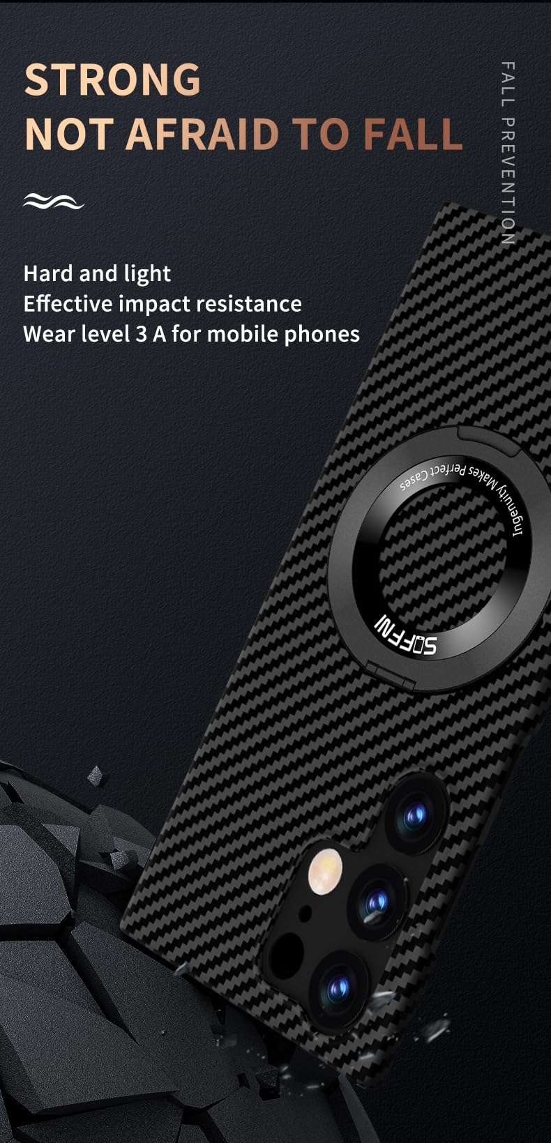 FLURIKA Magnetic Case for Samsung Galaxy S21 FE Case with Kickstand & Ring Holder, [Compatible with MagSafe] Carbon Fiber Slim Ultra Aramid Fiber Anti-Scratch Shockproof Case, Black 6