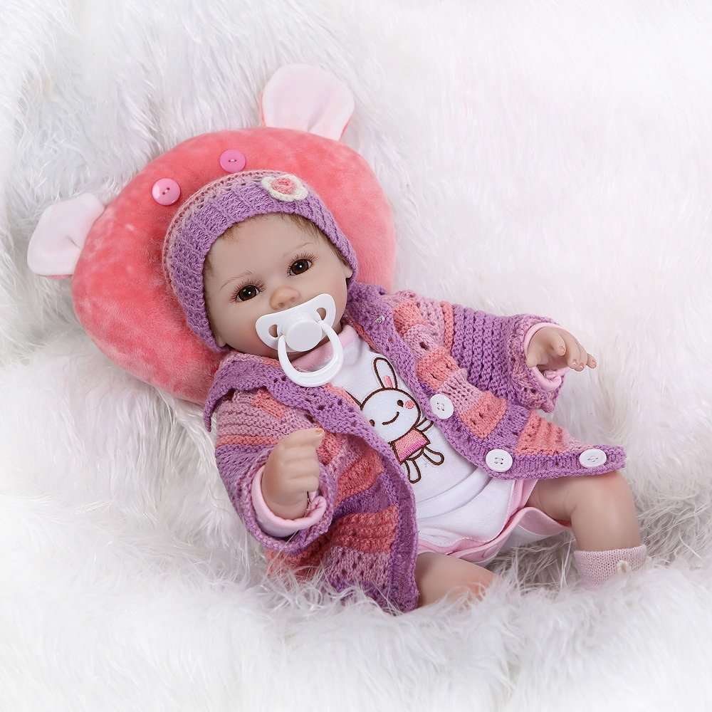 Reborn Baby Dolls RB082, 100% Handmade 15.7" 40cm Realistic Baby Dolls Full Vinyl Silicone Lifelike Newborn Doll Girls Kids Gifts/Toys, EN71 CERT 5