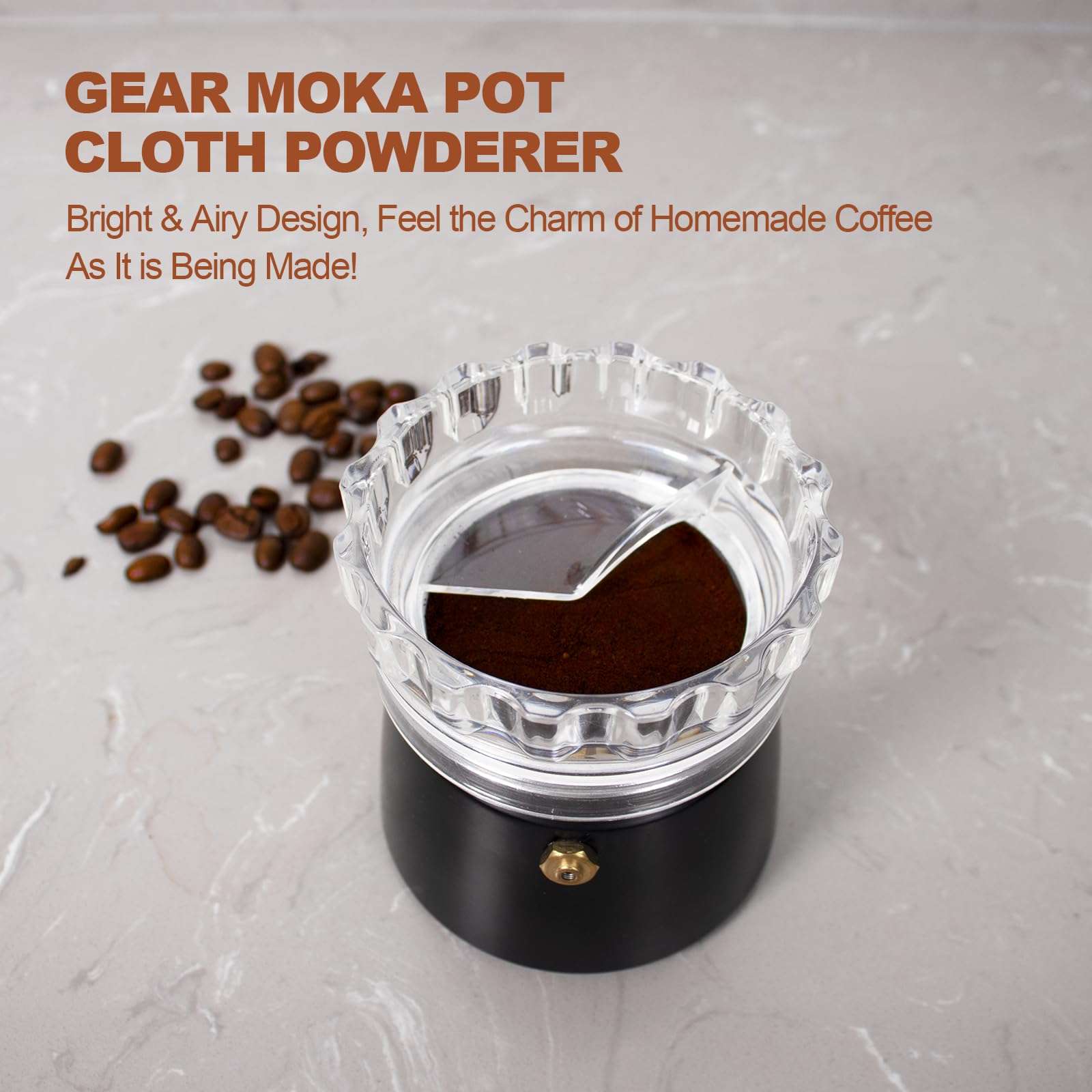 DITOSH Moka Pot Dosing Funnel Transparent Mocha Dispenser Precise Volume Control Perfect Extraction Ratio for 3 Cup Aluminum Espresso Stovetop Coffeemaker-M65mm 6