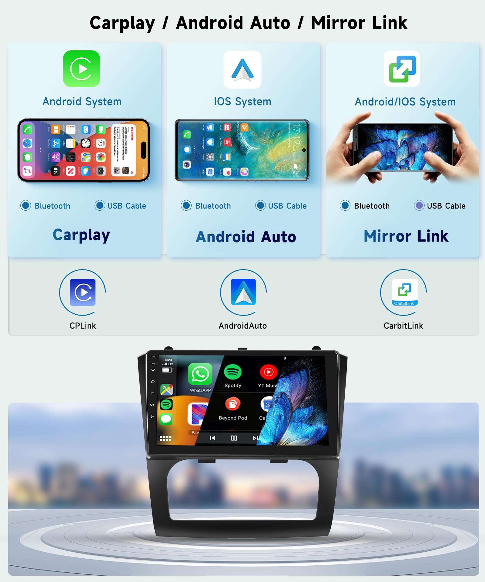 8 core 6G+128G Radio for Nissan Altima 2008 2009 2010 2011 2012, Wireless Carplay Android Auto Car Stereo, 9” 1280 * 720 IPS Touchscreen with WiFi, GPS, Bluetooth,FM/RDS, 32EQ DSP, Rear Camera 3
