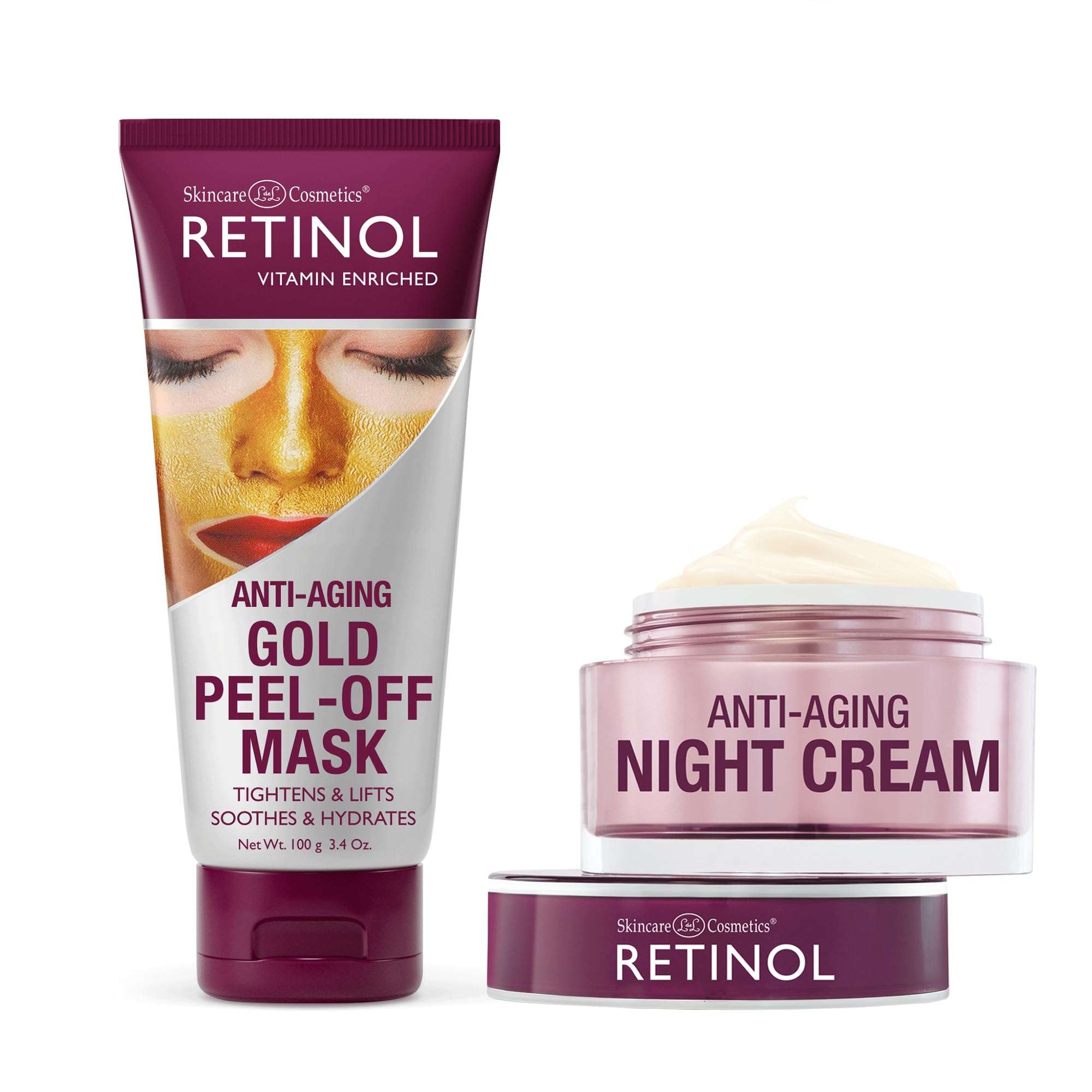 Retinol Gold Peel-Off Mask - Tightens, Lifts, Soothes & Hydrates Skin Night Cream – Works While You Sleep to Restore and Reduce Fine Lines and Wrinkles 1