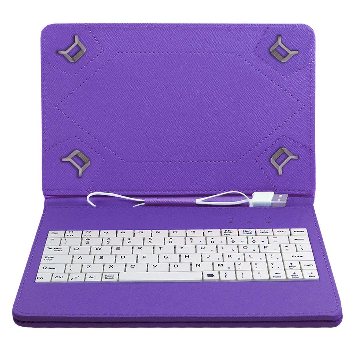 ACM USB Keyboard Case Compatible with Micromax Canvas Tab P290 Tablet Cover Stand Study Gaming Direct Plug & Play - Purple 3