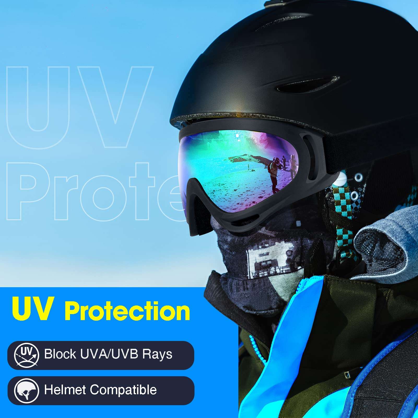 Braylin 2-Pack Kids Ski Goggles, Snowboard Goggles for Men, Women, Youth, Boys or Girls, Snowmobile Goggles 6