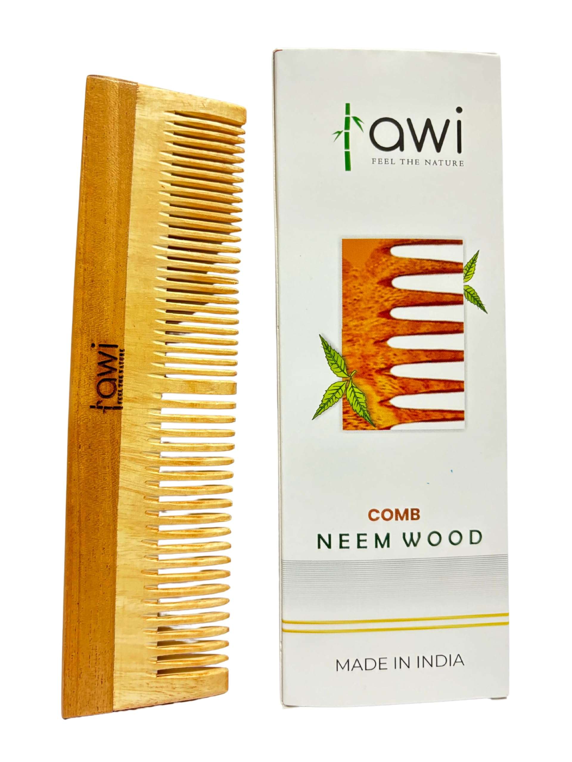 Awi Kacchi Neem Wooden Comb - Soaked In Neem Oil For Multi-Actions - Detangling, Frizz Control & Shine,Suited for Hair Growth, Hair fall & Dandruff Control For All Hair Types 3