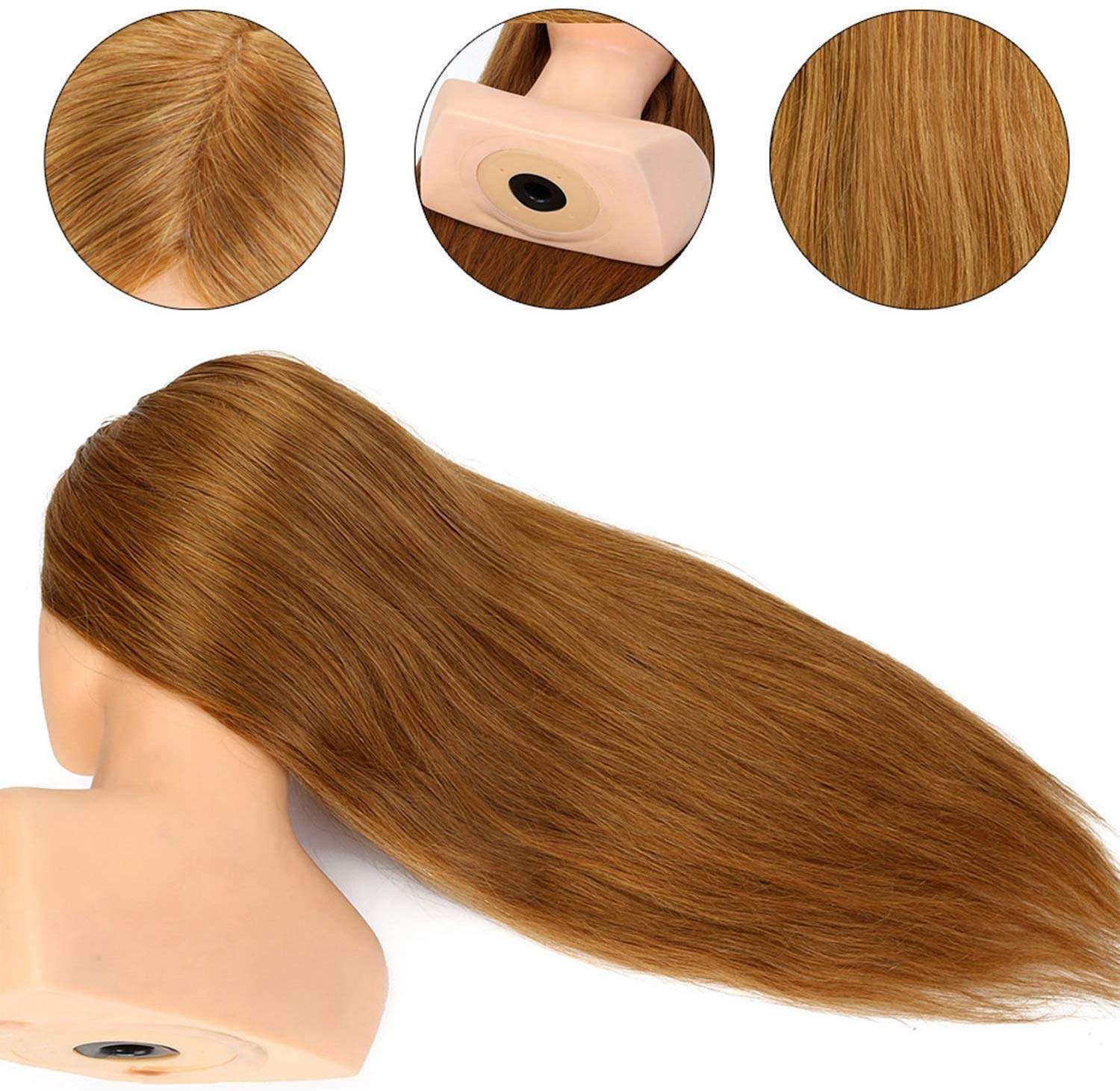 IAS Salon Use Dummy Hair Wig Human Hair For Hairdressing Cutting Styling Coloring Practice Gloden Pack Of 1 6