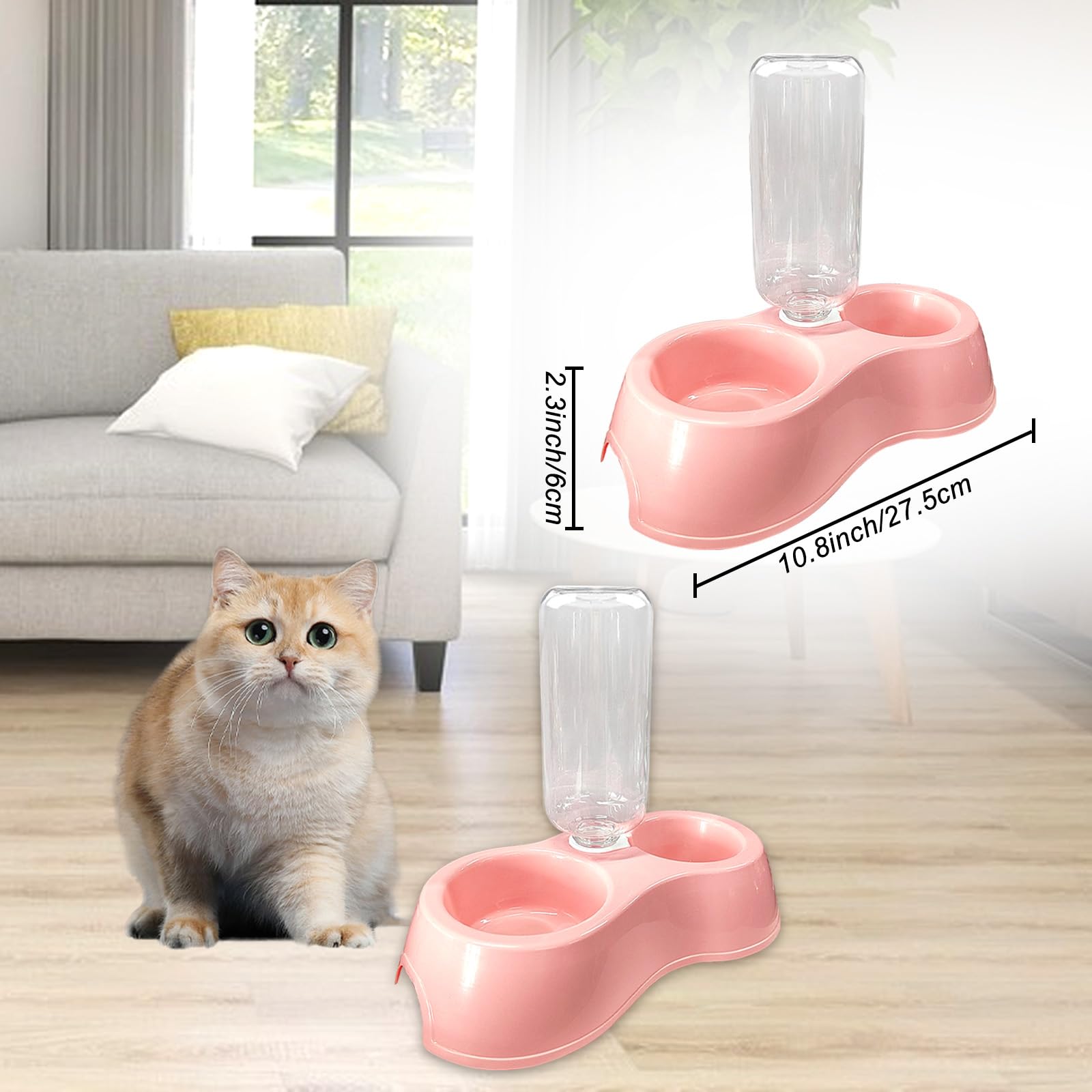 Hlimior Kitten Starter Kit, 15-Piece Cat Essentials Set Includes Litter Box, Toys, Collars, Scratch Pad, Nail File, Automatic Feed Bowls, Grooming Gloves (Pink) 5
