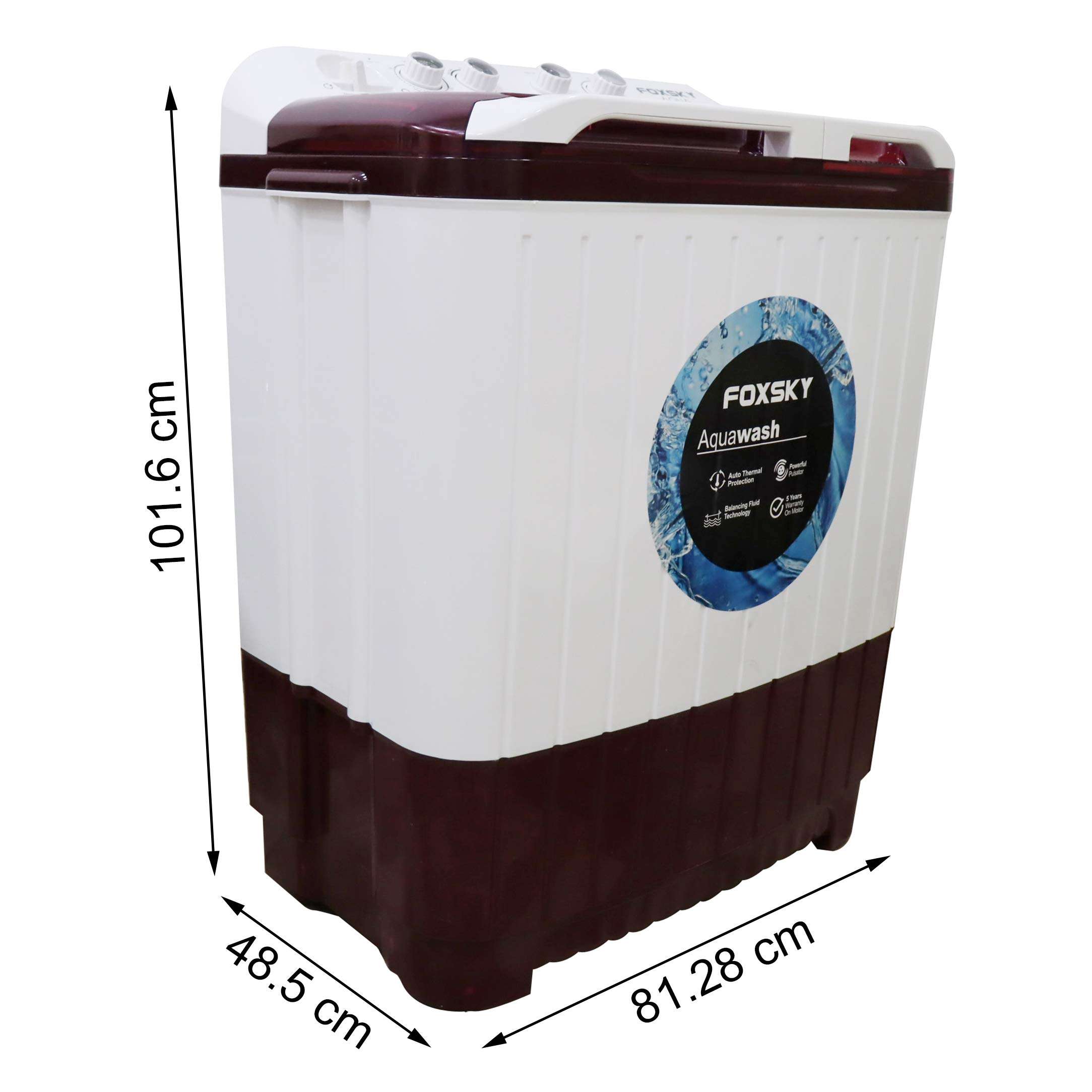 Foxsky 9.5 kg Semi-Automatic Top Loading Washing Machine (FOXSKY AQUA WASH 9.5 KG, MAROON) 3