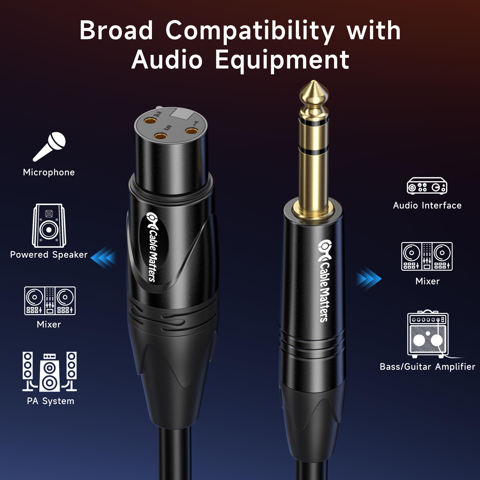 Cable Matters 6.35mm (1/4 Inch) Short TRS to XLR Cable - 3ft, Male to Female, XLR to 1/4 Cable 4