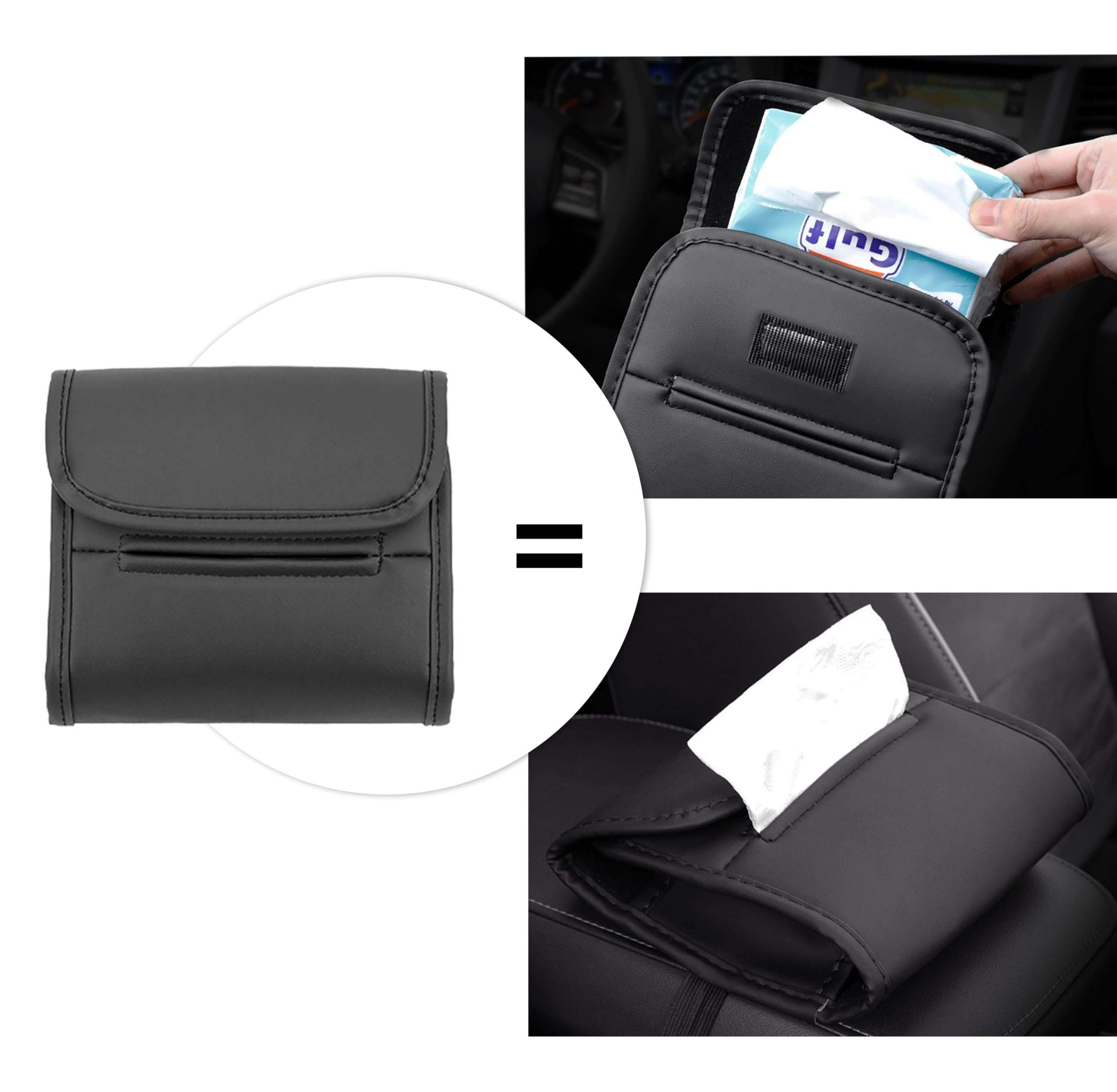 PRIME PICK Tissue Box for Car, PU Leather Car Tissue Paper Box Sun Visor Tissue Paper Holder Backseat, Tissue Box Holder for Car Universal Car Tissue Paper Box, Pack of 2 (Beige) 3