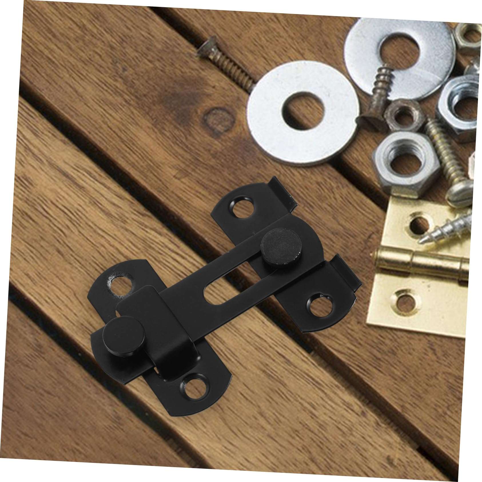 FOYTOKI 4pcs Home Security Door Lock, Stainless Steel Door Lock Latch, Sliding Barn Door Lock, Gate Locks for Outdoor Fence, Black, 4pc 5