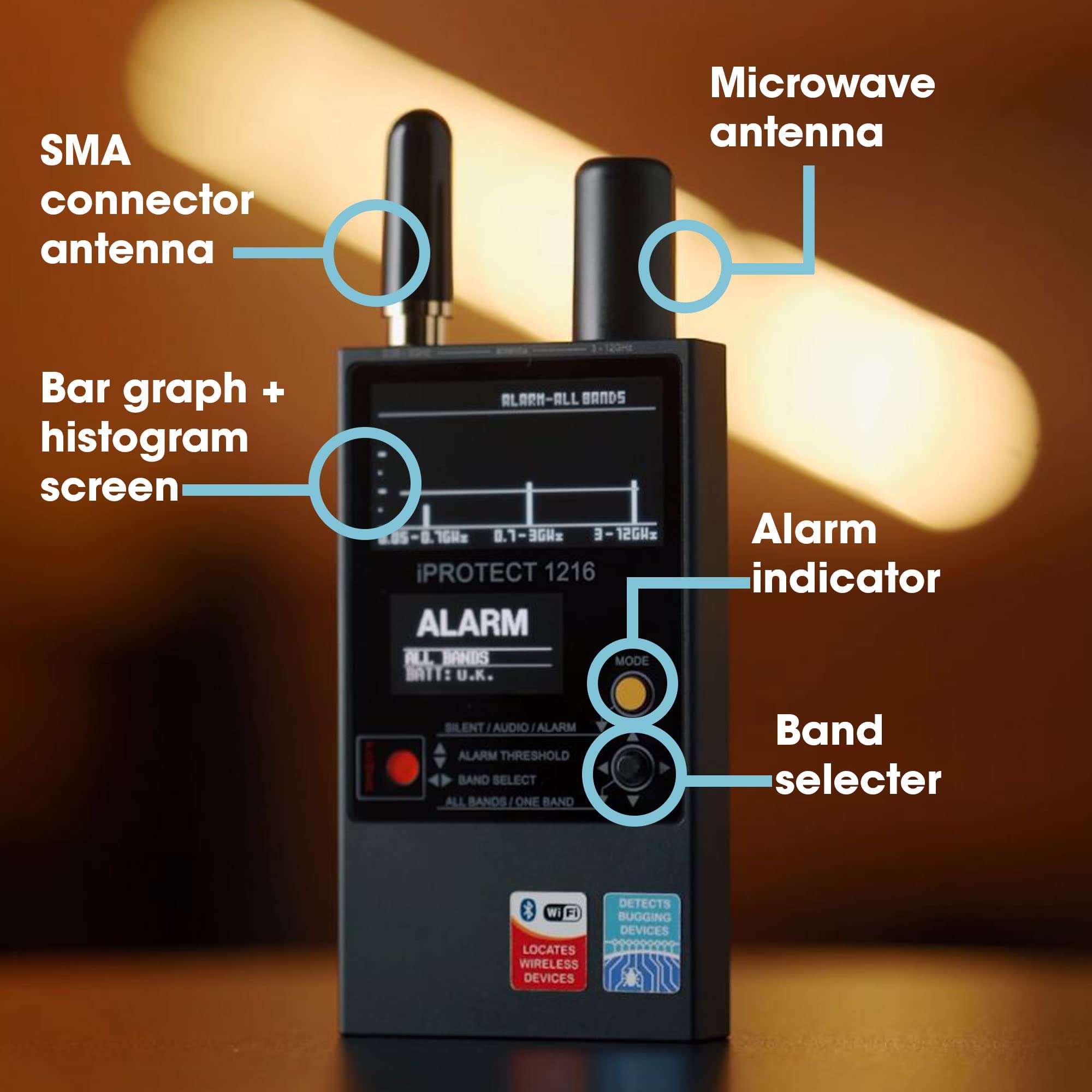 Discover It - iProtect 3 Band RF Anti-Spy Counter Surveillance Radio Frequency Bug Detector - Detect Listening Devices, Hidden Cameras, GPS, WiFi, Bluetooth, GSM, 3G, 4G/LTE, 2.4, and 5.8Ghz Signals 4