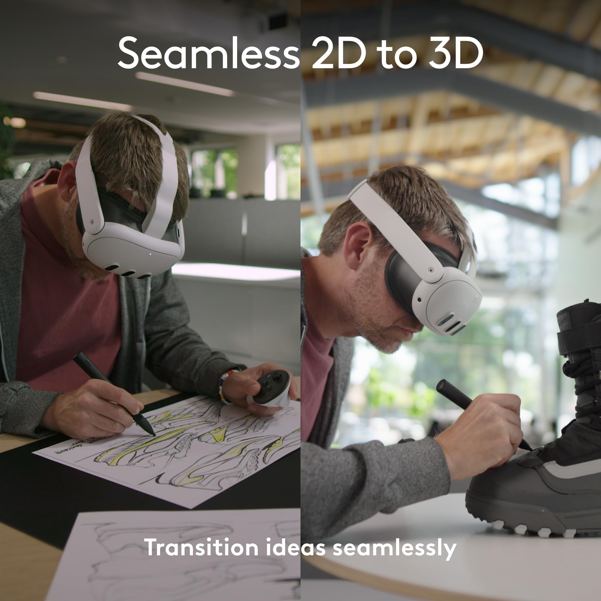 Logitech MX Ink Mixed-Reality (MR) Stylus with Charging Dock Combo, high Precision and Pressure Sensitive, Transforming Ideas in MR from 2D to 3D, for Meta Quest 2, Meta Quest 3, Meta Quest 3S 4