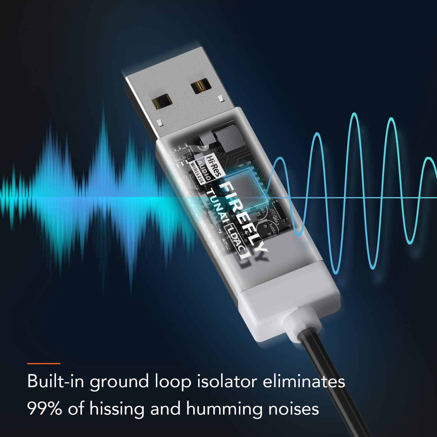 TUNAI Firefly LDAC Bluetooth Receiver: High Resolution Wireless Audio Bluetooth 5.0 Adapter with Audiophile USB DAC 3.5mm AUX for Car/Home Stereo Hi Res Music Streaming; Auto On, No Charging Needed 6