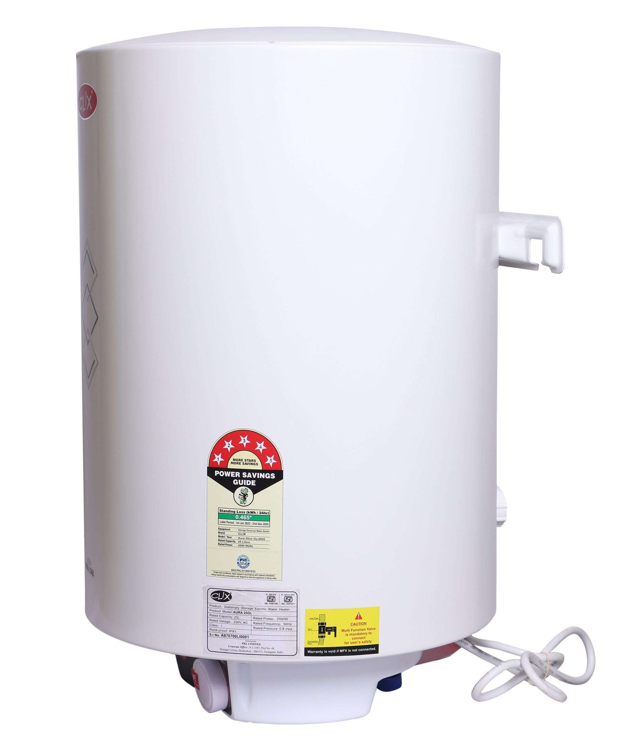 Clix Aura 25-Litre Storage Geyser | Fast Heating, Durable Build, Safety Protection | Ideal for Household Use 3