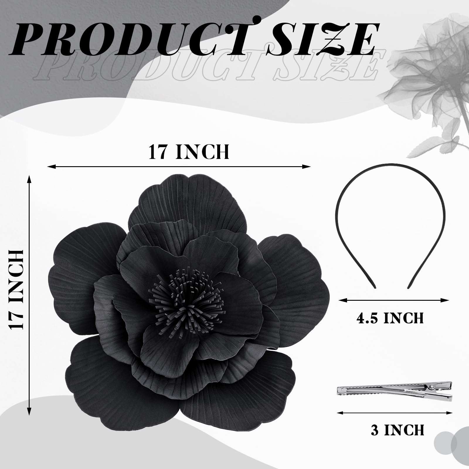Ecation Large Flower Fascinators for Women Tea Party Fancy Hats and Gloves Set for Women Tea Party Wedding Accessories(Black) 3
