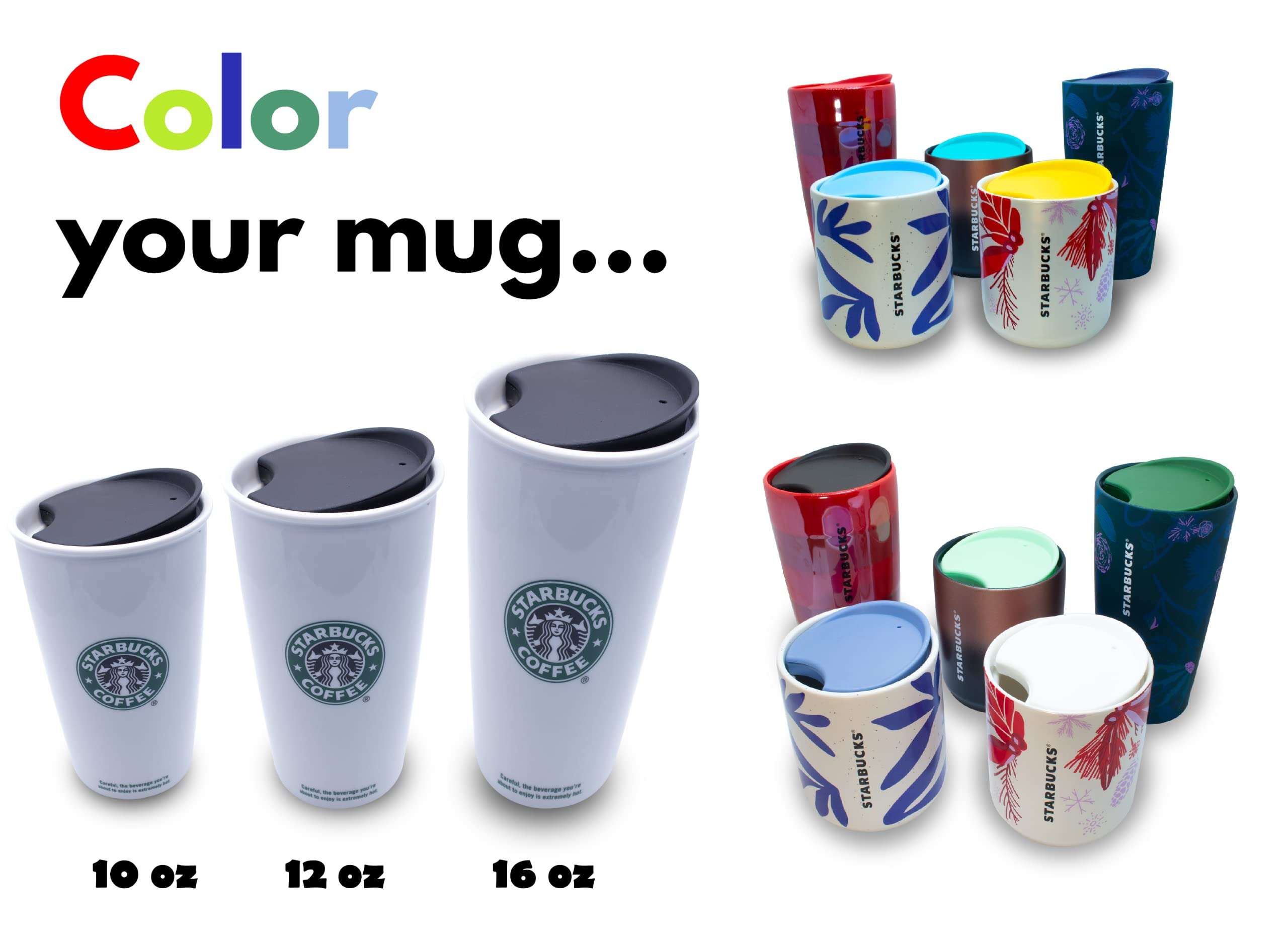 MIE Replacement Lid for Coffee Mug & Tea Cup - Competible With Starbucks Ceramic Travel Mug 10oz / 12oz / 16oz, Tumbler Lid, Mug Lid, Cup Lid 6