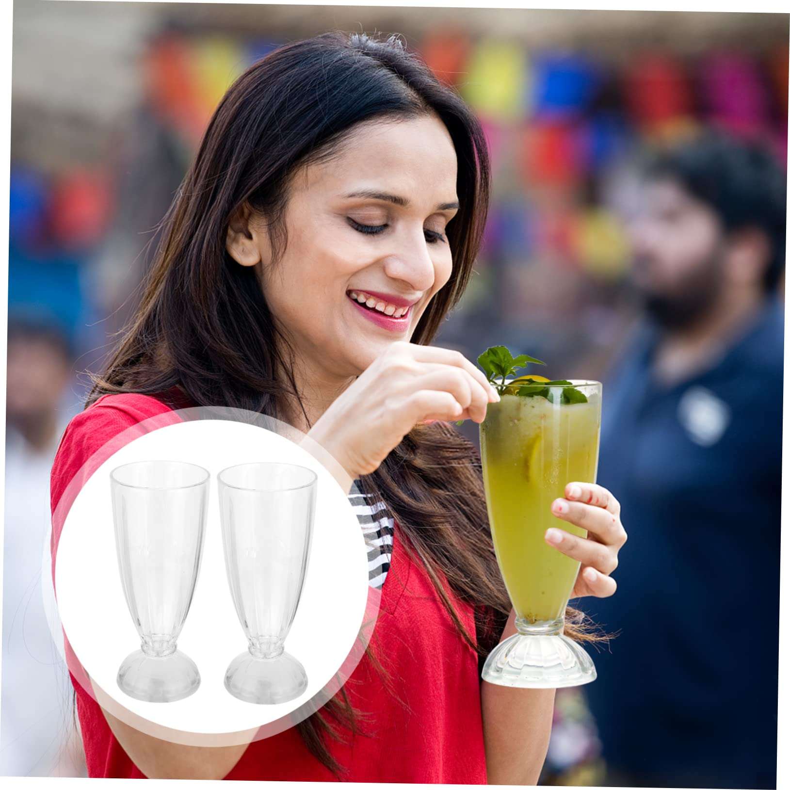 PRETYZOOM Acrylic Cocktail Bottle Wine Cup Set of 2 Milk Mugs Unbreakable Drinking Cups 425ml Smooth Surface Easy to Clean 6