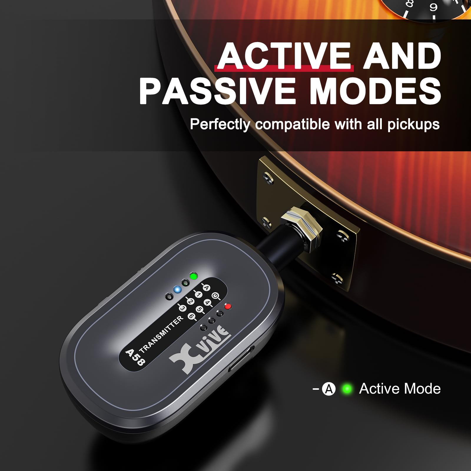 Xvive A58 Wireless Guitar System with Transmitter Holder(Suburst) 5