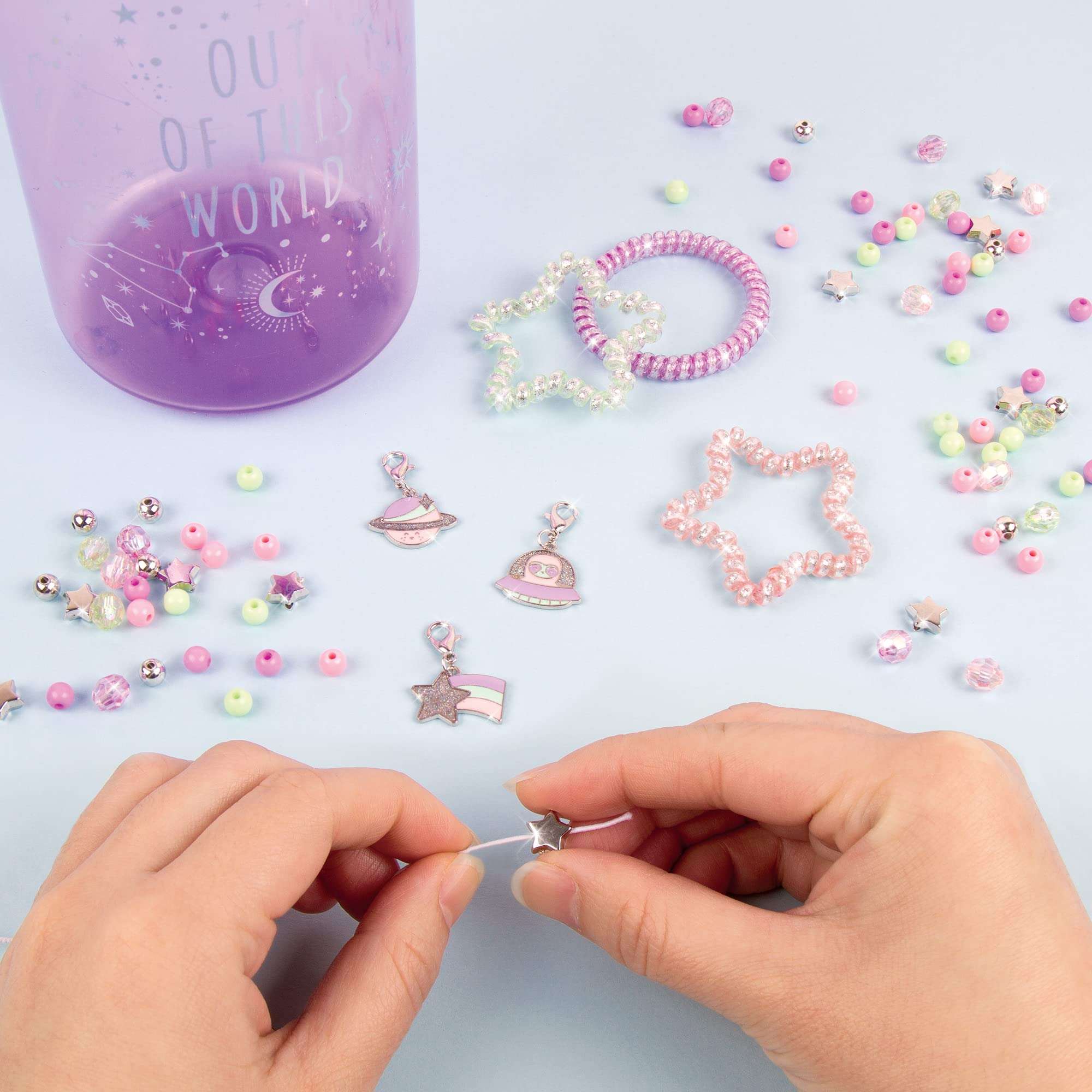 Make It Real - Sparkly Spiral Bracelets - DIY Charm Bracelet Making Kit - Friendship Bracelet Kit with Beads, Charms & Coils - Arts & Crafts Bead Kit for Girls - 70 Piece Kit - Makes 5 Bracelets 5