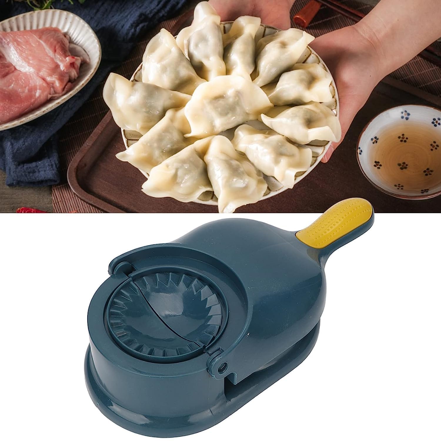 2 in 1 Dumpling Maker Ghughra Momos Maker Machine, Skin Press Mould for Gujiya Ghughra Mould Machine, Kitchen Dumpling Making Tool with Dumpling Puri Maker 5