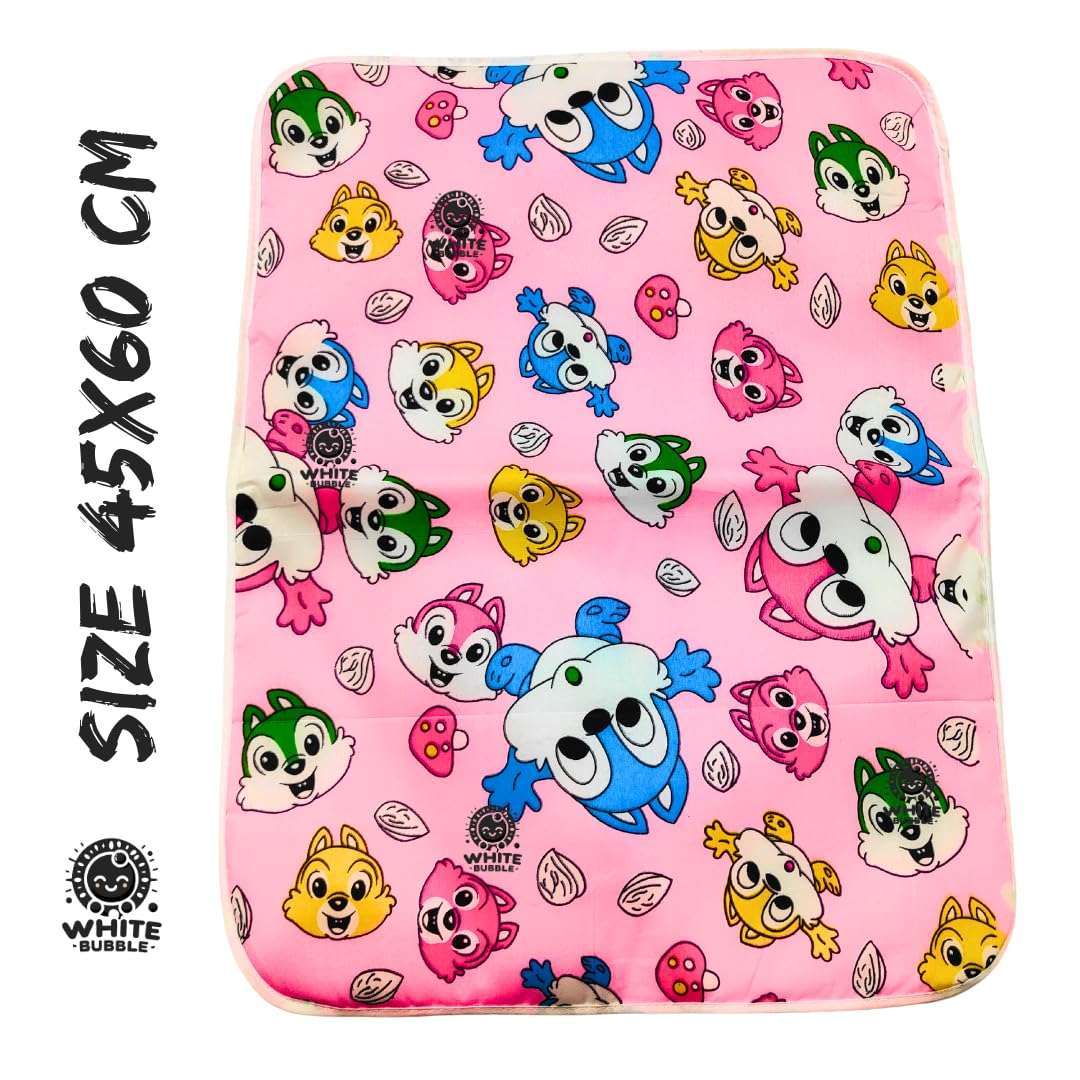 White Bubble Waterproof Cotton Baby Sheet/Sleeping Sheet- 60x45 CM (Multicolor, Pack of 3) for Newborns 0-6 Months 3