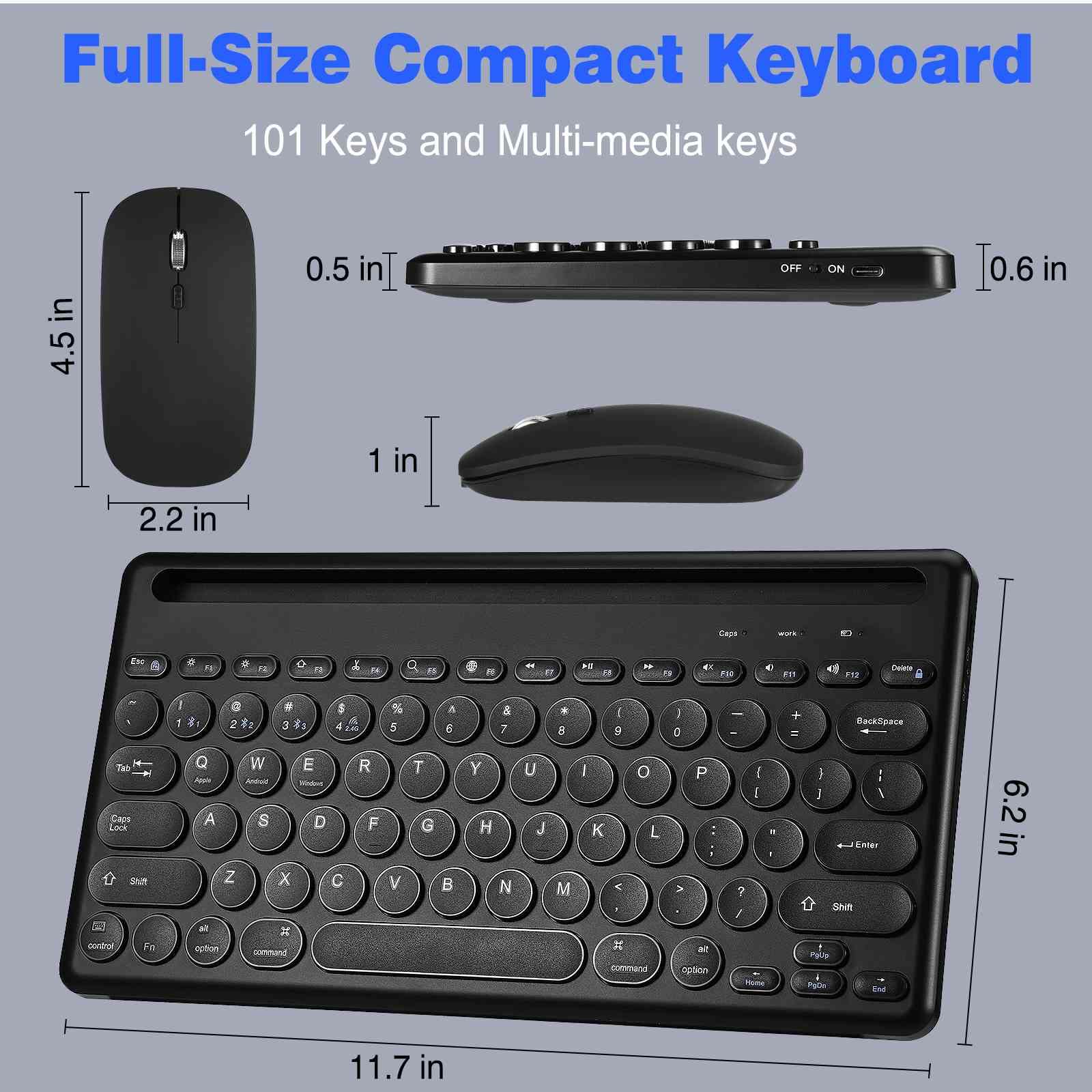 UrbanX Compact Rechargeable Wireless Multi-Device Bluetooth Keyboard and Mouse Combo with Bracket for HP ProBook 455 G8 Laptop Supports Windows, macOS, Android, PC, Mac, Laptop, Smartphone, Tablet 6