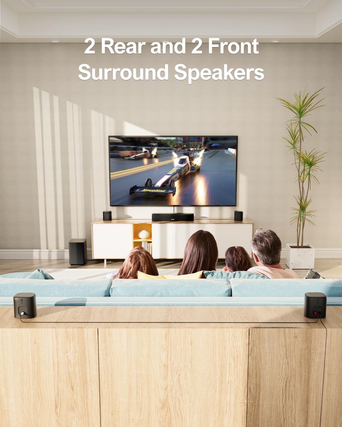 ULTIMEA 7.1ch Surround Sound Bar for Smart TV, Bundle with Two Packs Adjustable Speaker Stands, 330W Home Theater Audio with 4 Surround Speakers, Works with Aura/Poseidon/Apollo&Skywave Series 5