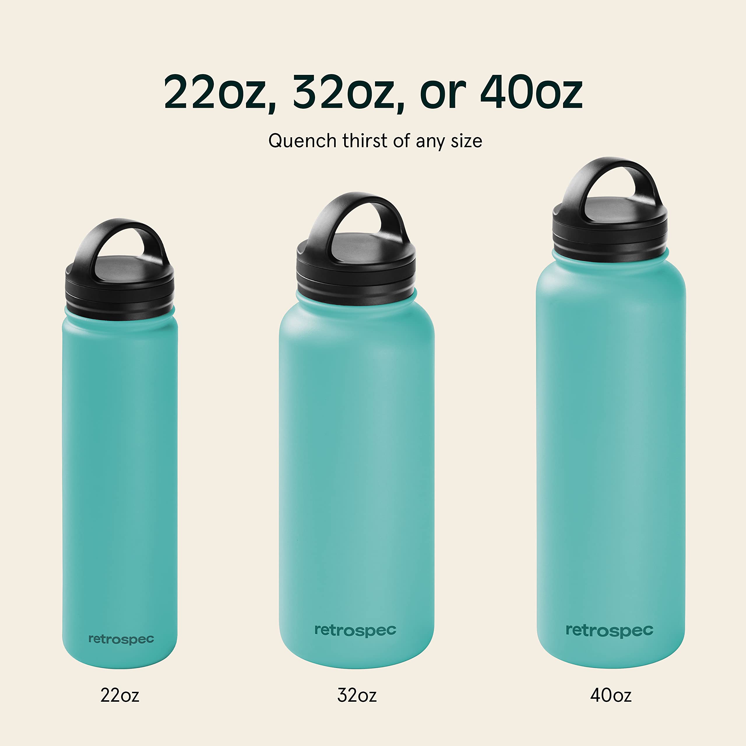 Retrospec Alder Insulated Water Bottle with Straw Lid & Handle Cap - Stainless Steel Wide Mouth Double-Wall Vacuum Insulated Thermos - BPA Free Leakproof Canteen - Blue Ridge, 32oz 5