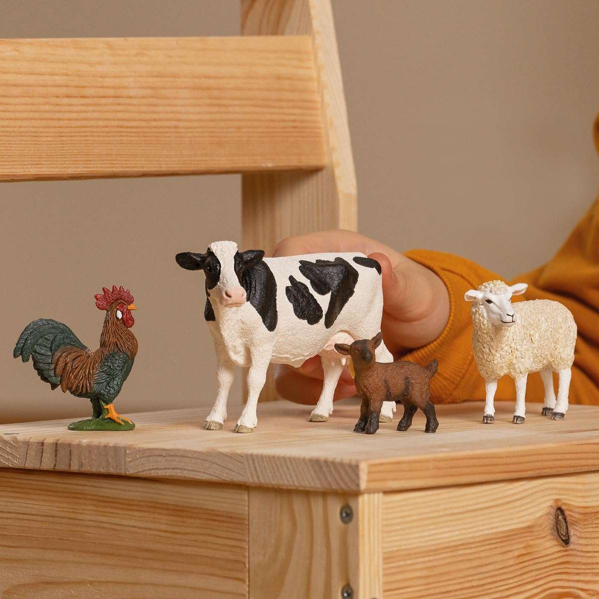 Schleich Farm World - Starter Set, Includes 4 x Collectible Toy Farm Animals, Cow, Sheep, Donkey Foal and Rooster Farm Animal Toys for Kids Ages 3+ 3