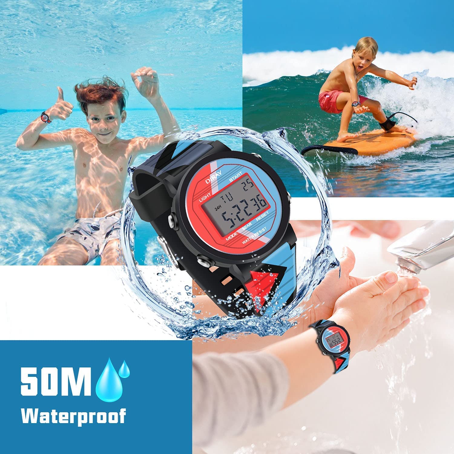 CakCity Kids Watches Digital Sport Watches for Boys Girls Outdoor Waterproof Watches with Alarm Stopwatch Military Child Wrist Watch Ages 5-10 6