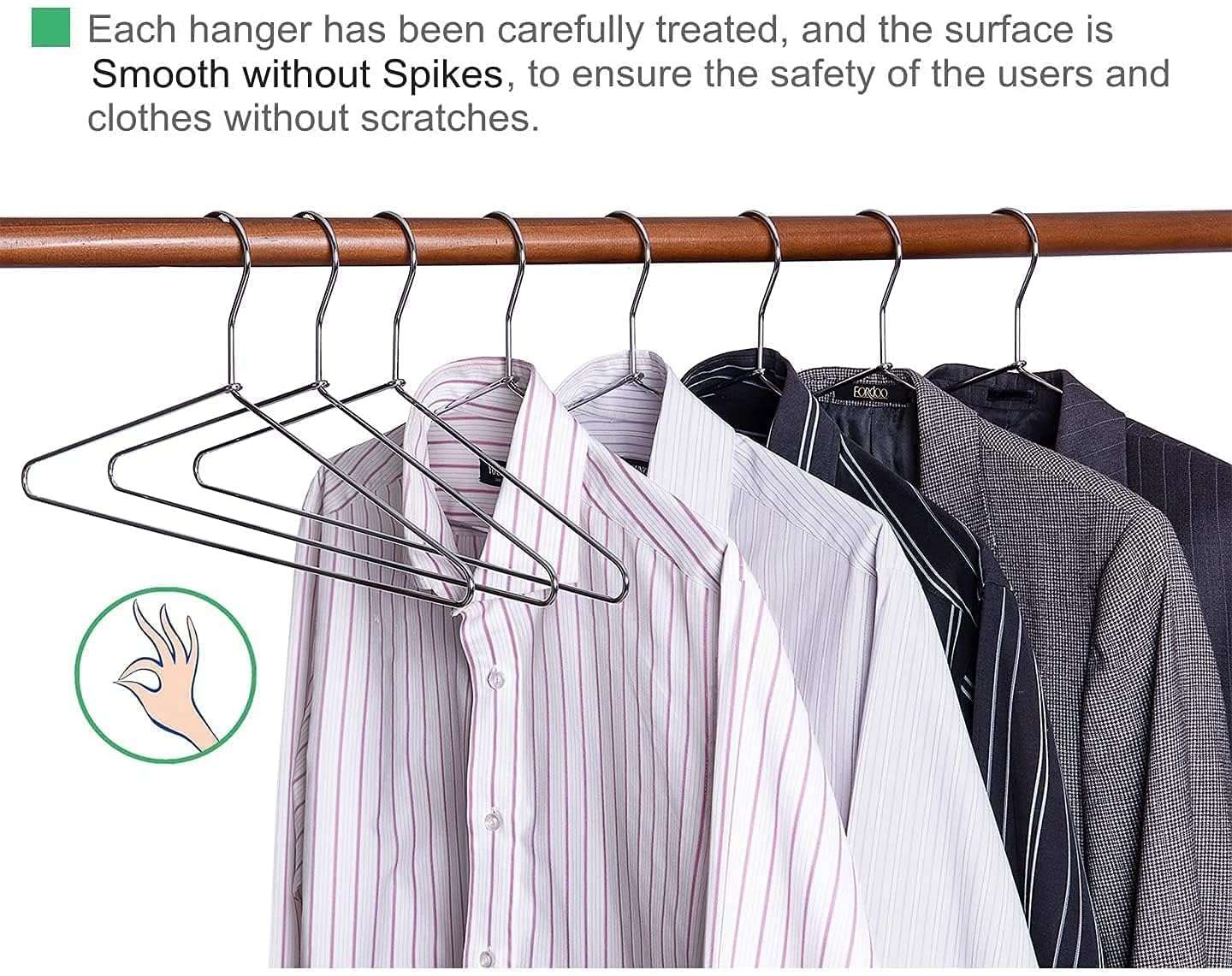 Silver Hangers for Clothes - 17-Inch Matte Silver Metal Hangers for Coats, Jackets, Shirts, Pants, Clothing - Thick, Heavy-Duty Aluminum - Luxury Aesthetic for Closets 4