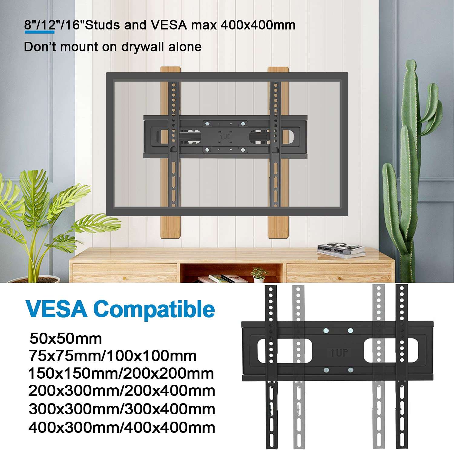 Full Motion TV Wall Mount,JUSTSTONE TV Wall Mount Swivel and Tilt TV Mount with Height Setting,TV Bracket Articulating Arms for Most 13-45Inch Flat Curved TVs up to 55lbs,Max VESA 8"x8"(200x200mm) 3