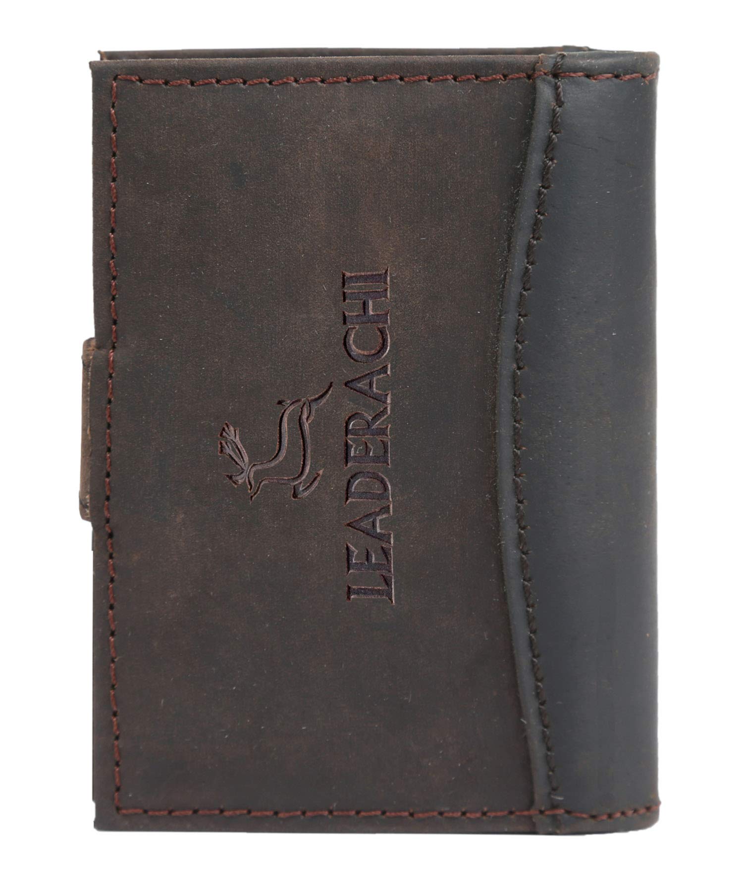LEADERACHI Brown Leather Men's Card Case 4