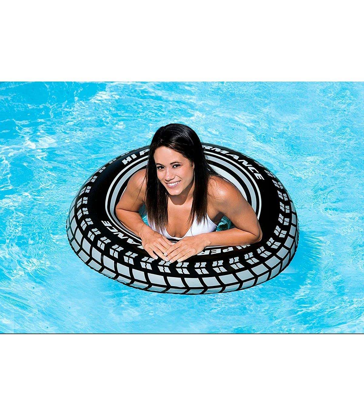 Intex Giant Tire Inflatable Floating Swimming Tube Raft (Black) 4