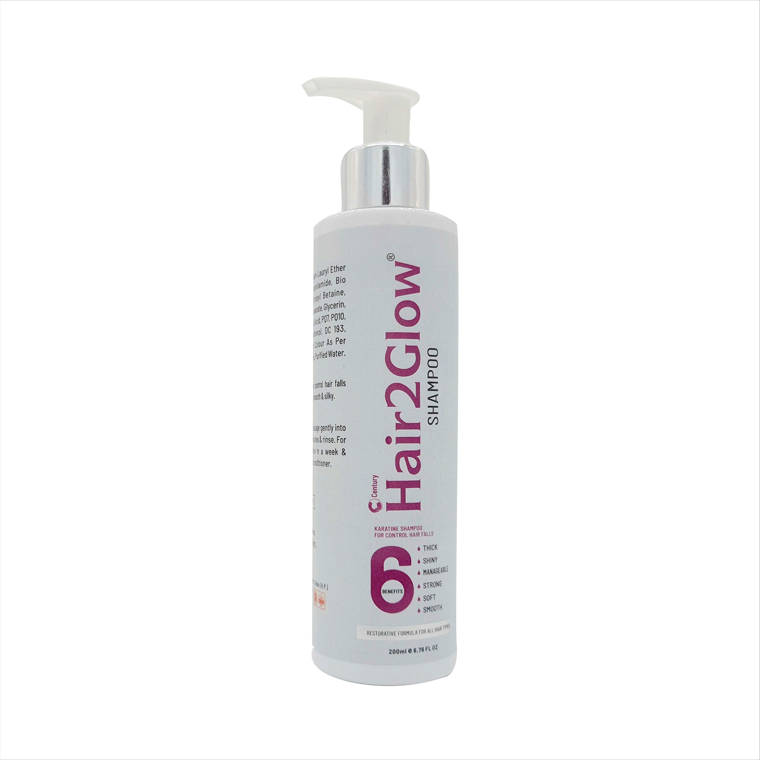 HAIR 2 GLOW Karatine Shampoo, 200ml, for Thinning, Damaged Hair & Hair Fall Control 1