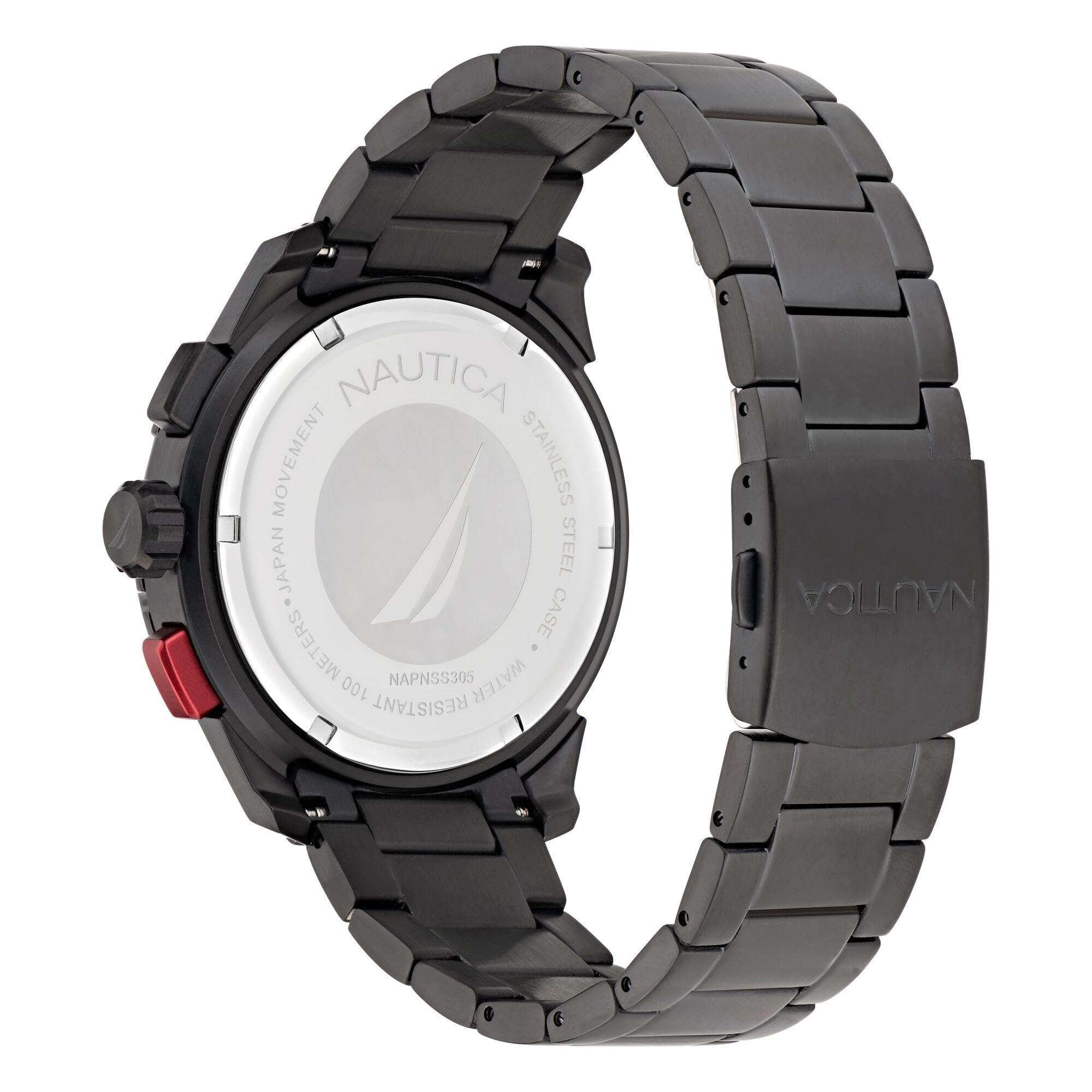 Nautica Men's NAPNSS305 NST 101 IP Black Recycled (85%) Stainless Steel Bracelet Watch 3
