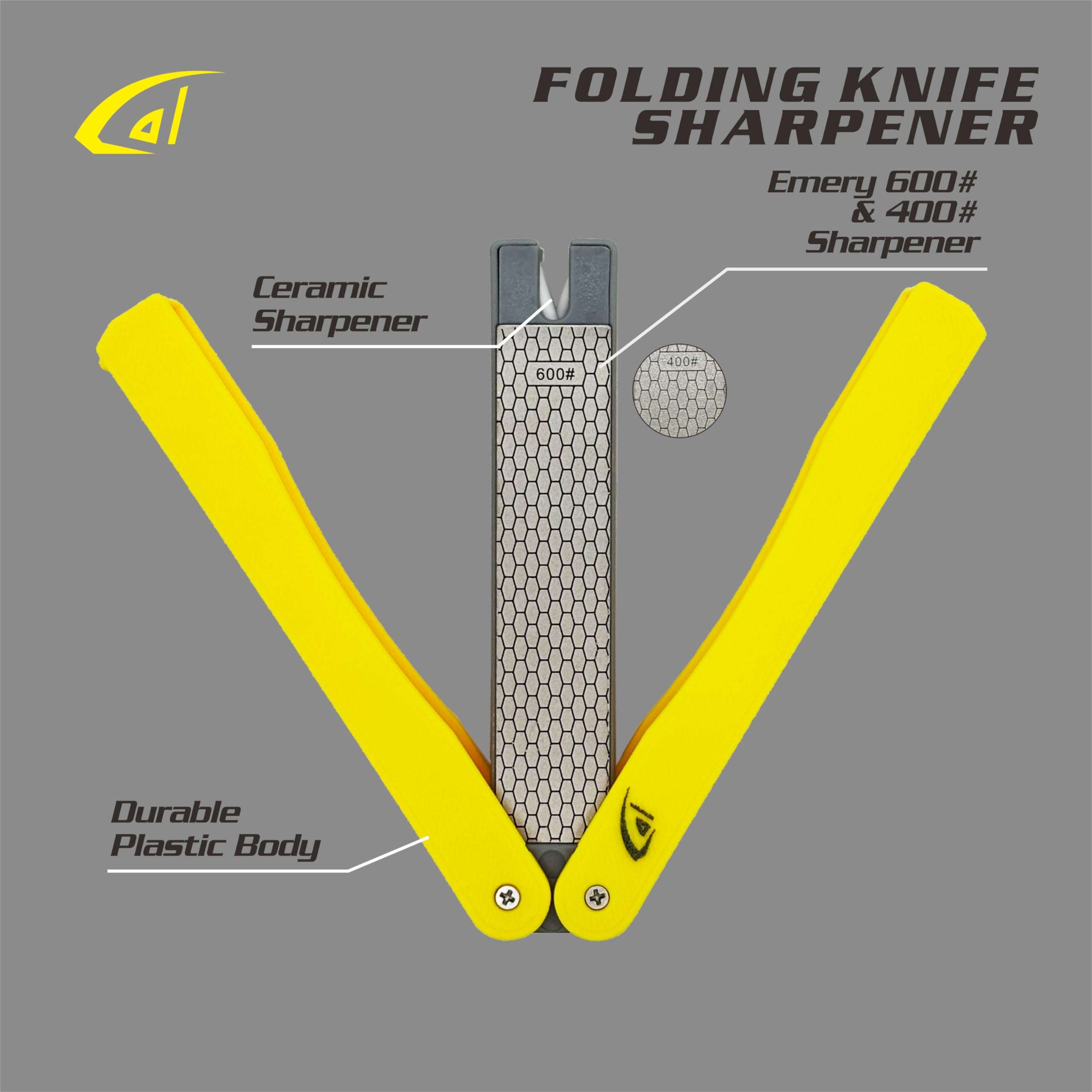 danco Folding Knife Sharpener, Yellow, Small Enough to Fit in Tackle Box, Outdoor Handheld Knife Sharpener, Fishing, Hunting, Fillet, Pocket Knives 5