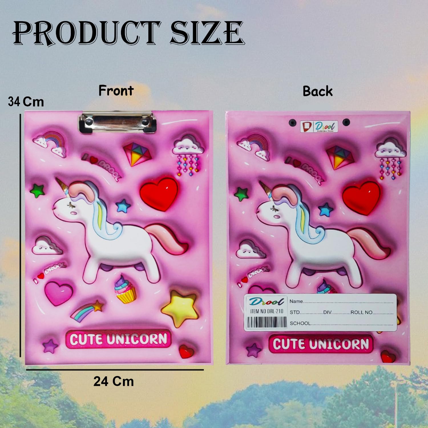 PARTEET Unicorn Exam Pad for Kids Wooden Cardboard, Clipboard Bubble,Cardholder for Students, Kids, Teachers A4 Letter Size Writing Examination Pad/Exam Pad/Writing Pad Return Gift for Kids(Pink) 4