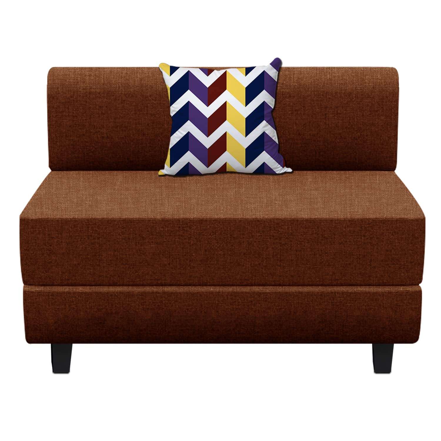 FURNITURE KI FACTORY 1-Seater Jute Fabric Folding Leg Sofa Cum Bed/Mattress with Washable Cover Perfect for Guests |Brown-Color- 3x6 Feet 3