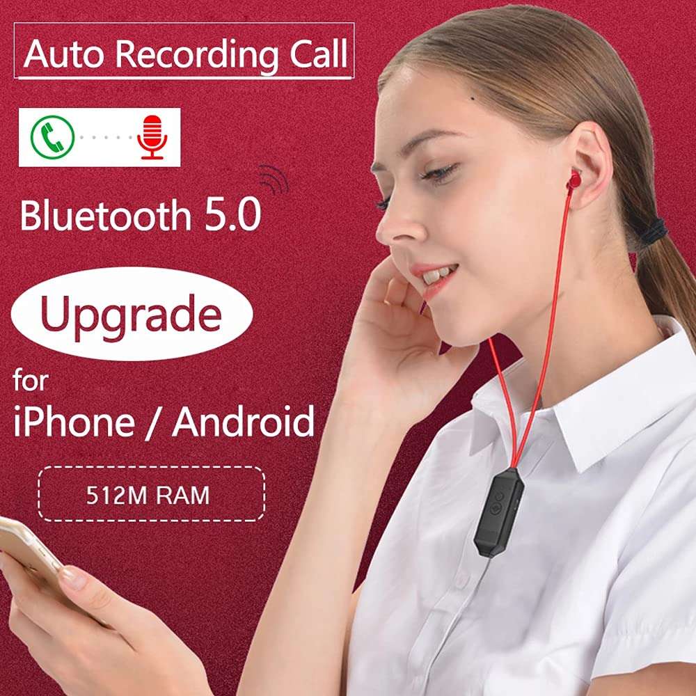Wireless Bluetooth Call Recorder Device, Cellphone Phone Conversation Recording Headphone Voice Recorder Function Earphone for Android iPhone iPad Skype Whatsapp Audio Calls 3