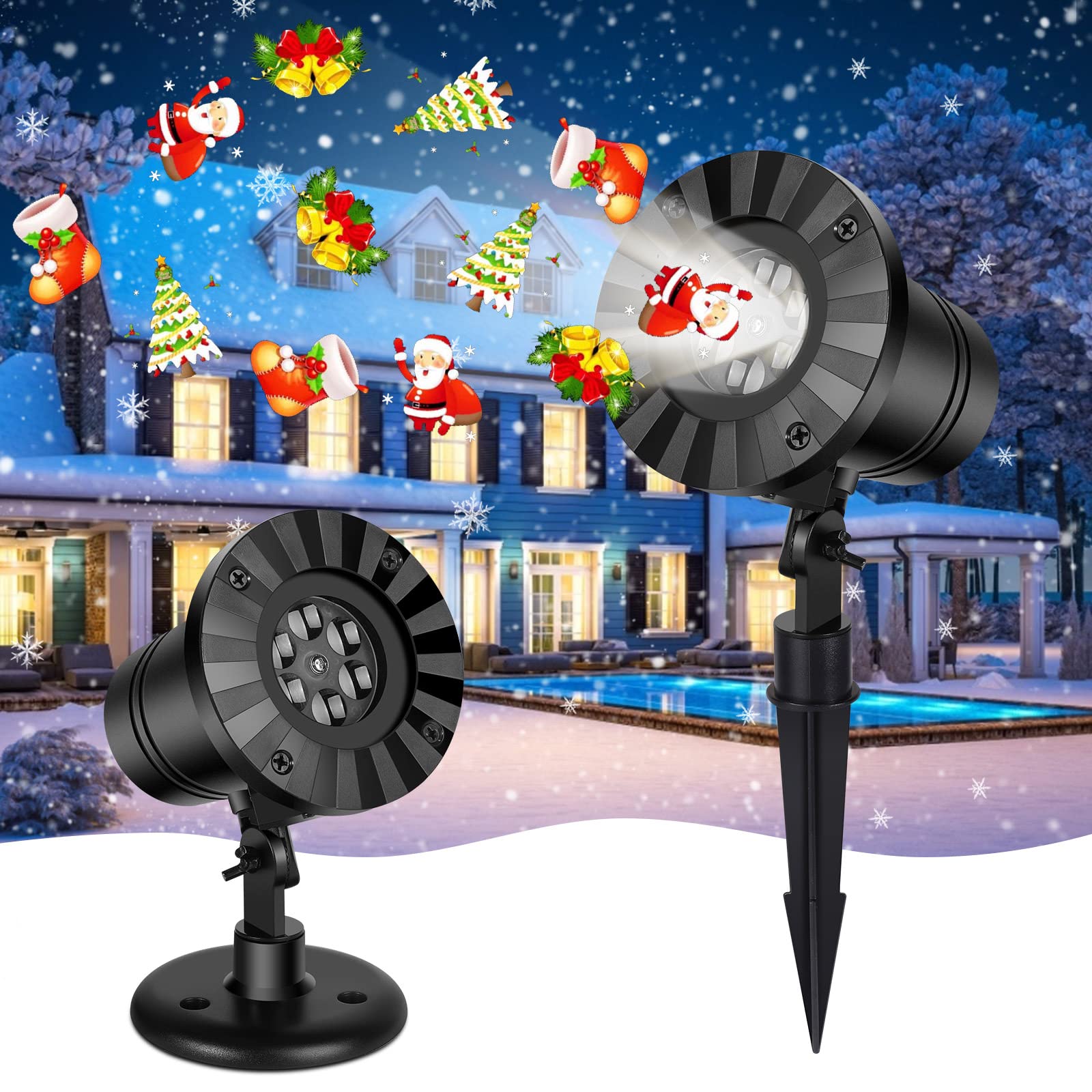 Christmas Projector Light Outdoor Waterproof Dynamic Santa Claus Projection Lamp Adjustable LED Landscape Lighting for Christmas Xmas Holiday Party 1