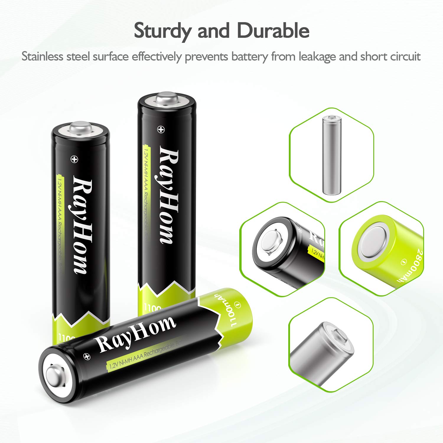 RayHom AAA Rechargeable Batteries 1100mAh Ni-MH Battery (20 Pack) 4
