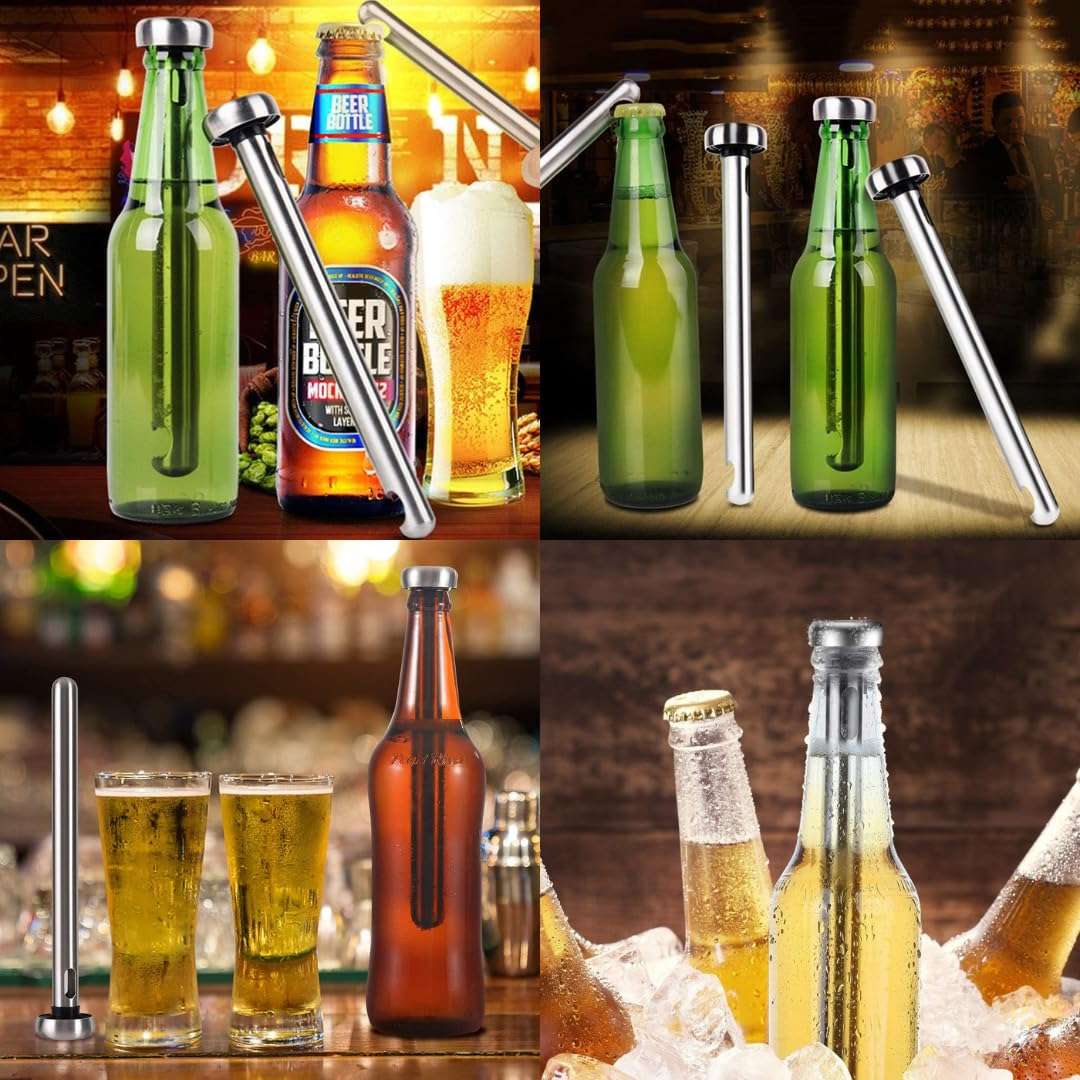 Stainless Steel Beer Cooling Chiller Sticks with Bottle Opener (2 Pcs) Reusable Freezer Safe Chilling Rods Chill Drinks Fast without diluting drink Unique Gift for Dad Father’s Day Boyfriend Christmas 3
