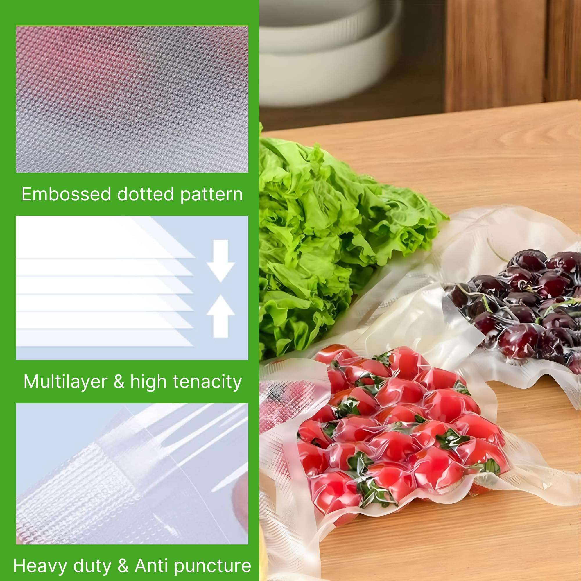 Vacuum sealer rolls 11 x 20 feet and 8 x 20 feet, 6 pack commercial grade food storage bag 5